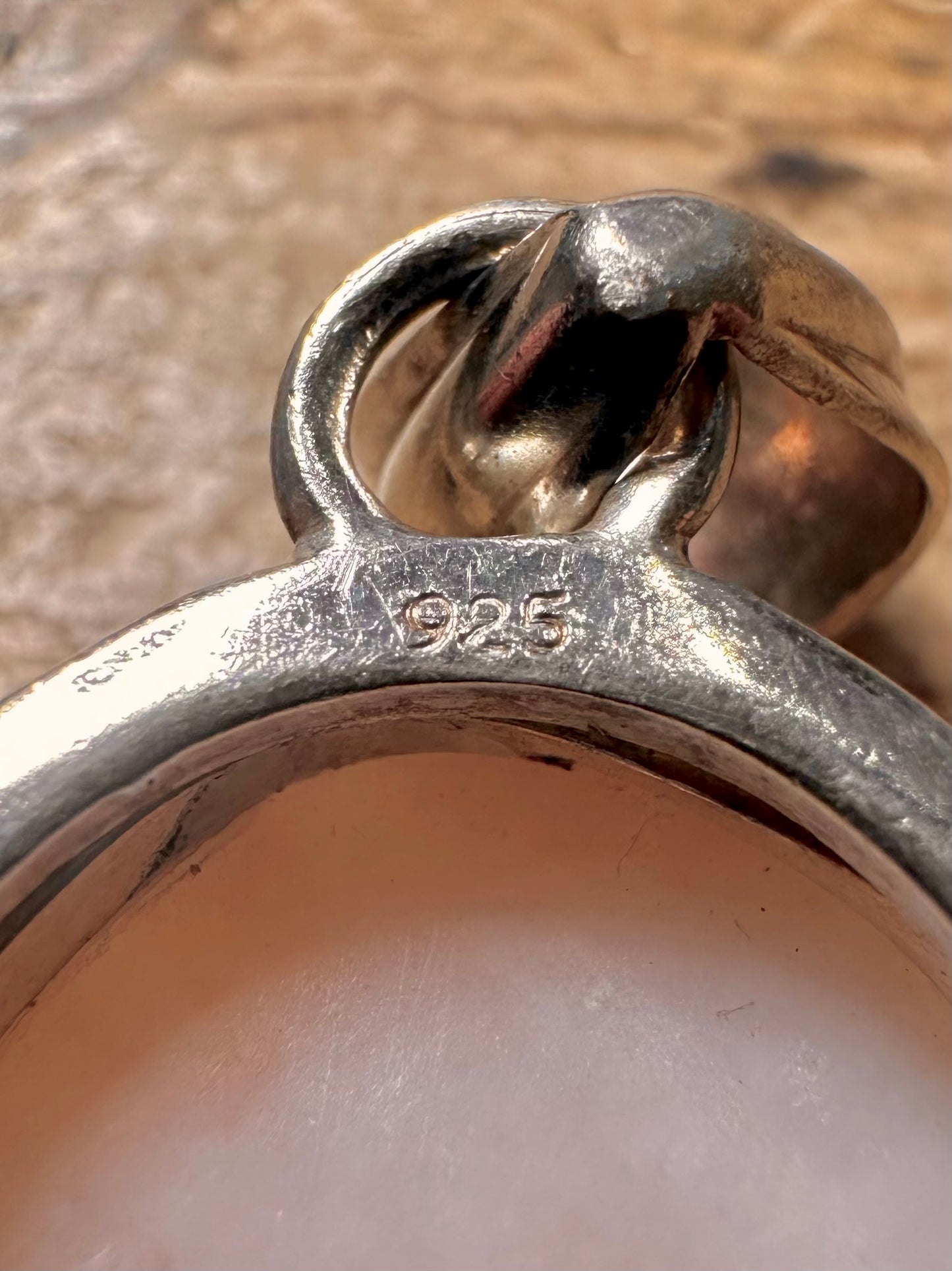 Vintage Pink Opal Oval 925 Silver Pendant