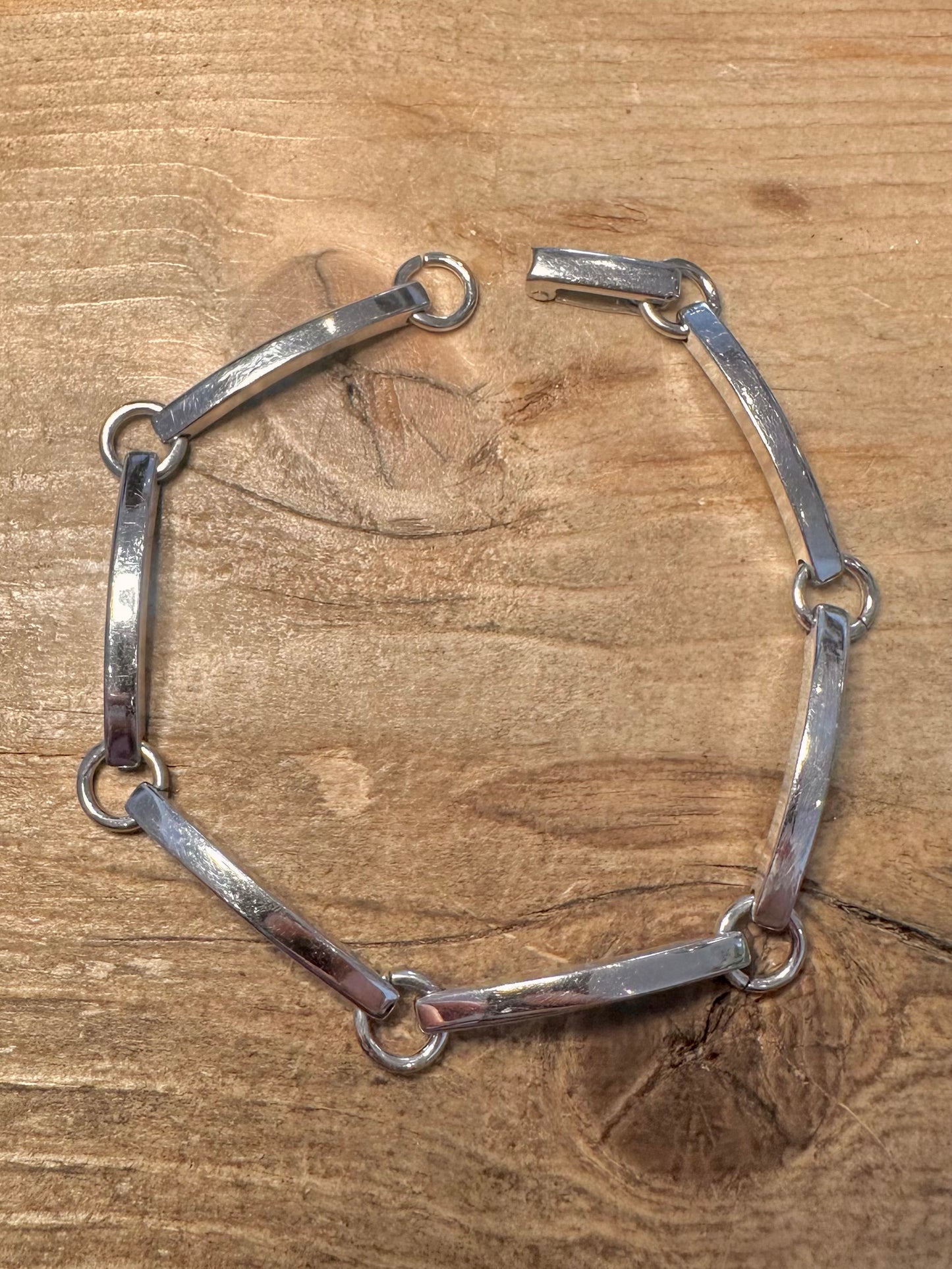 Modernist Bar Link 835 Silver Made in Germany 7.2 inch Bracelet