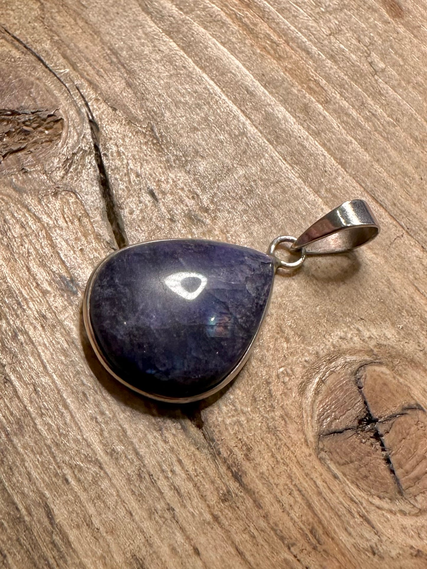Vintage Labradorite Teardrop 925 Silver Pendant