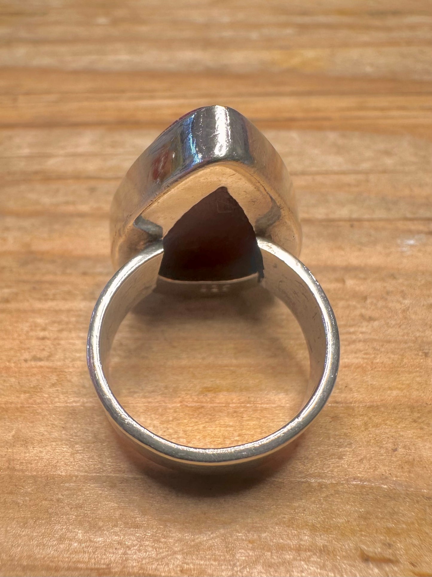 Vintage Teardrop Purple Stone 925 Sterling Silver Size J Ring