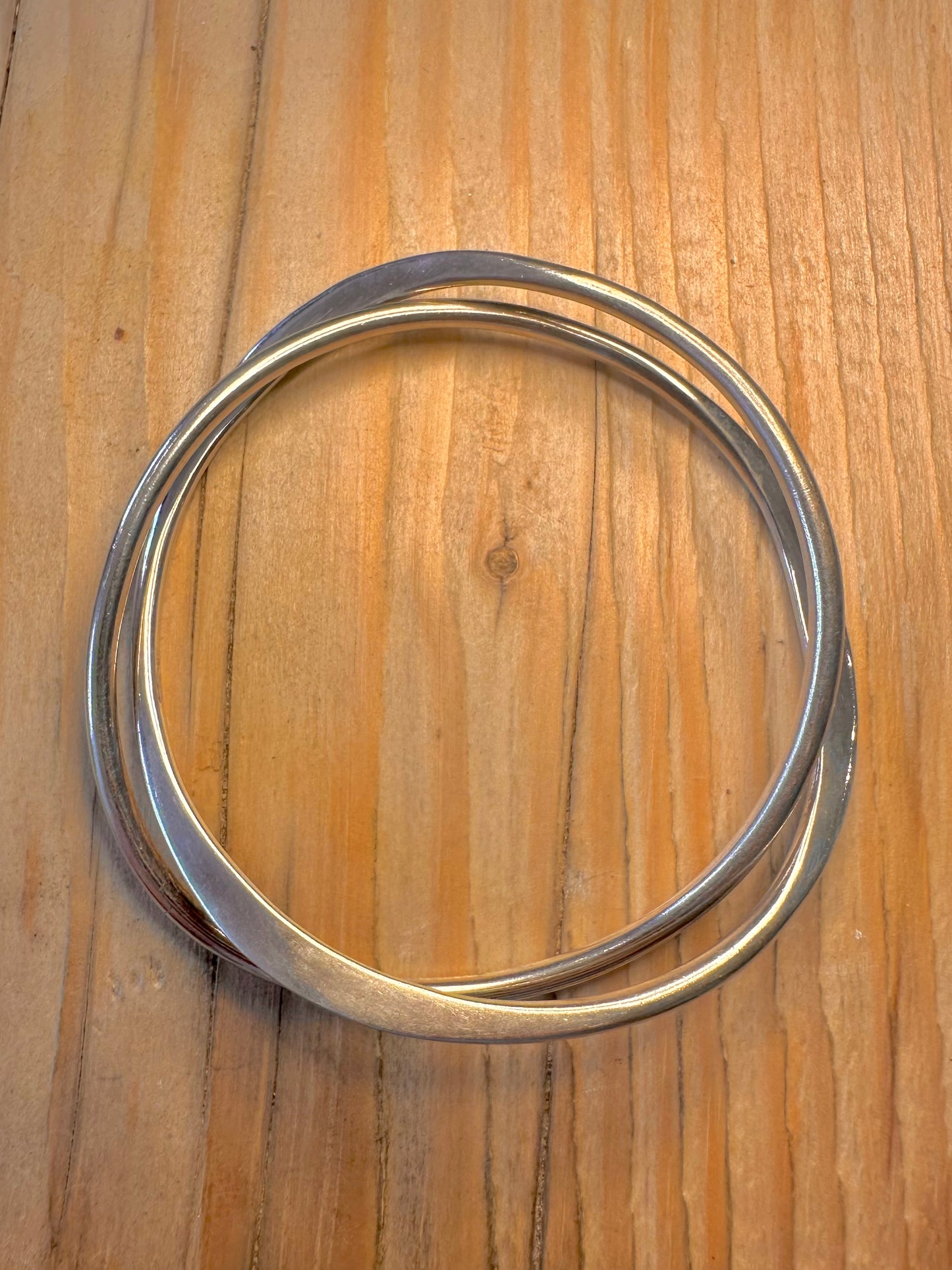Modernist Overlapping 925 Sterling Silver Bangle