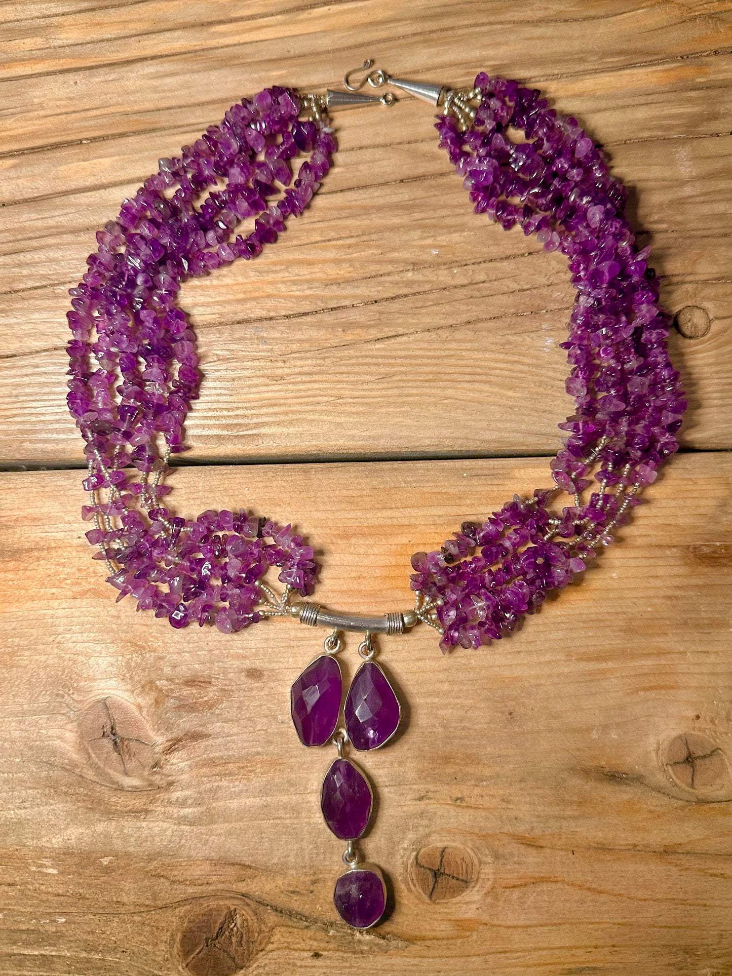 Stunning Handmade Amethyst 925 Silver 20.5 inch Necklace