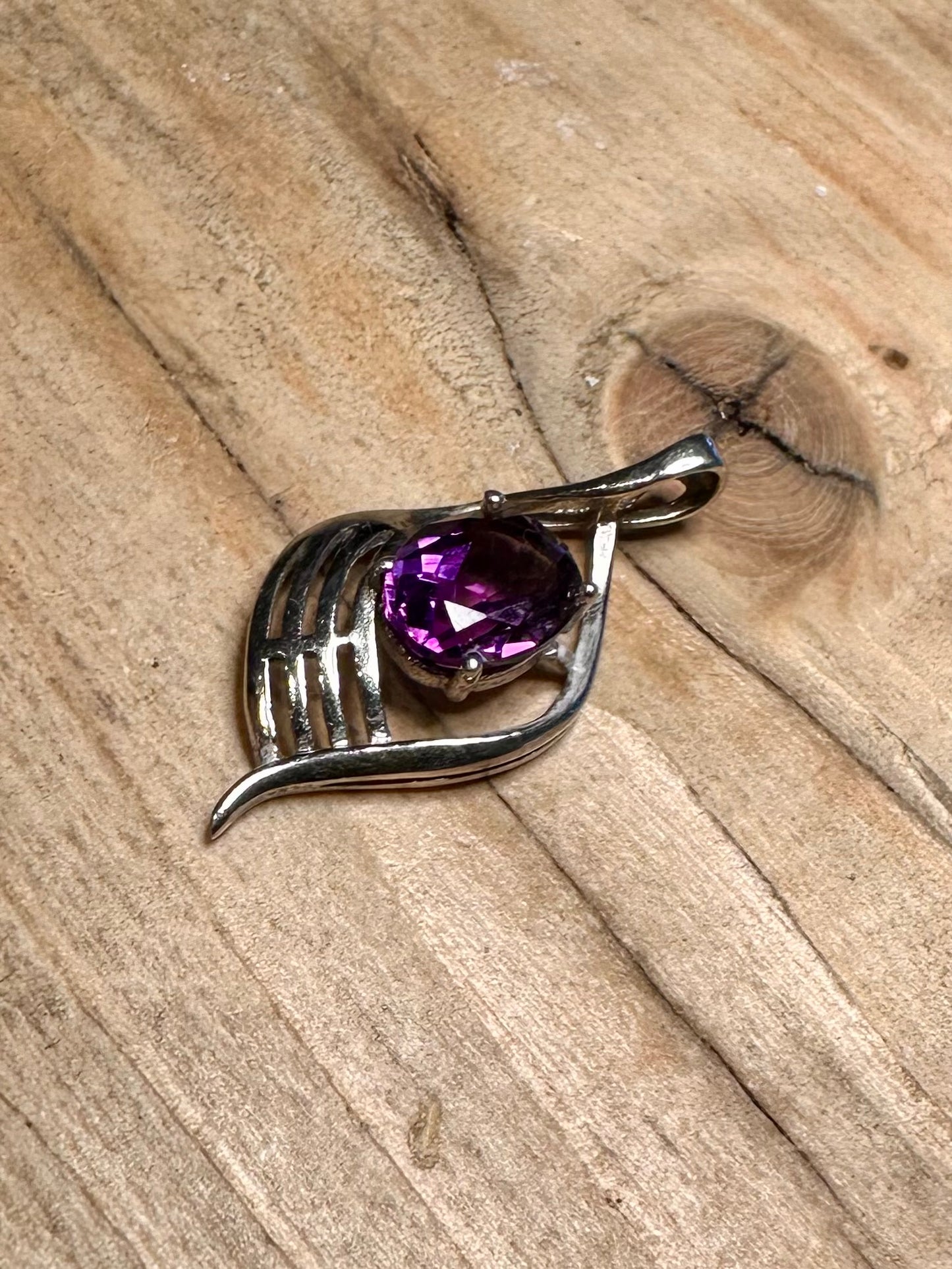 Modern Purple Stone 925 Silver Pendant