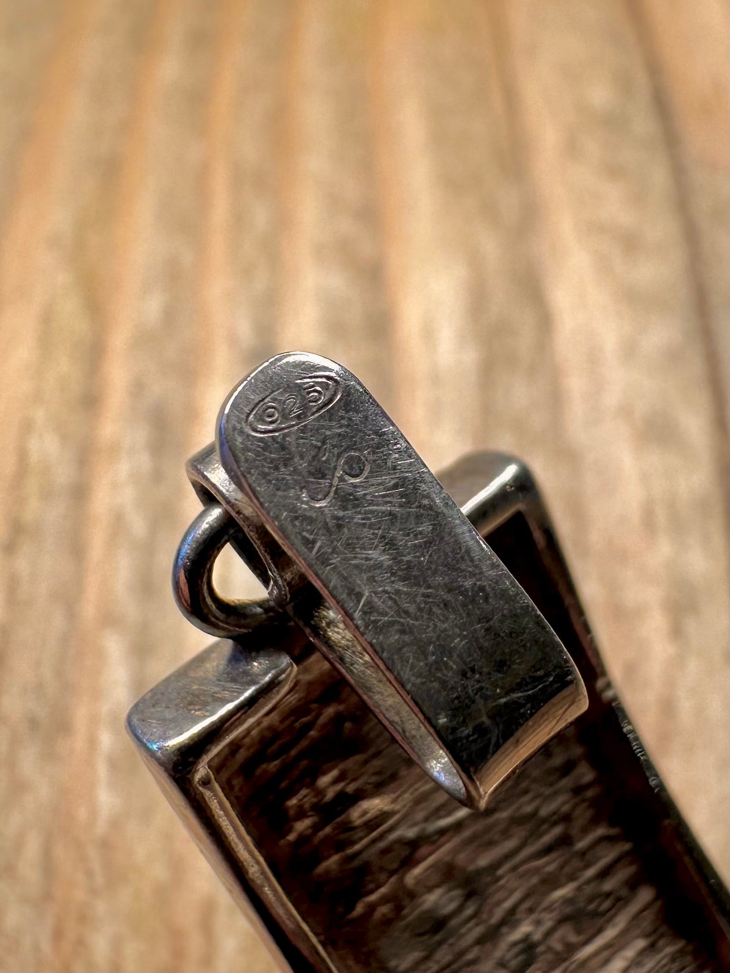 Abstract Bark Effect Rectangle Link 925 Sterling Silver 7 inch Bracelet