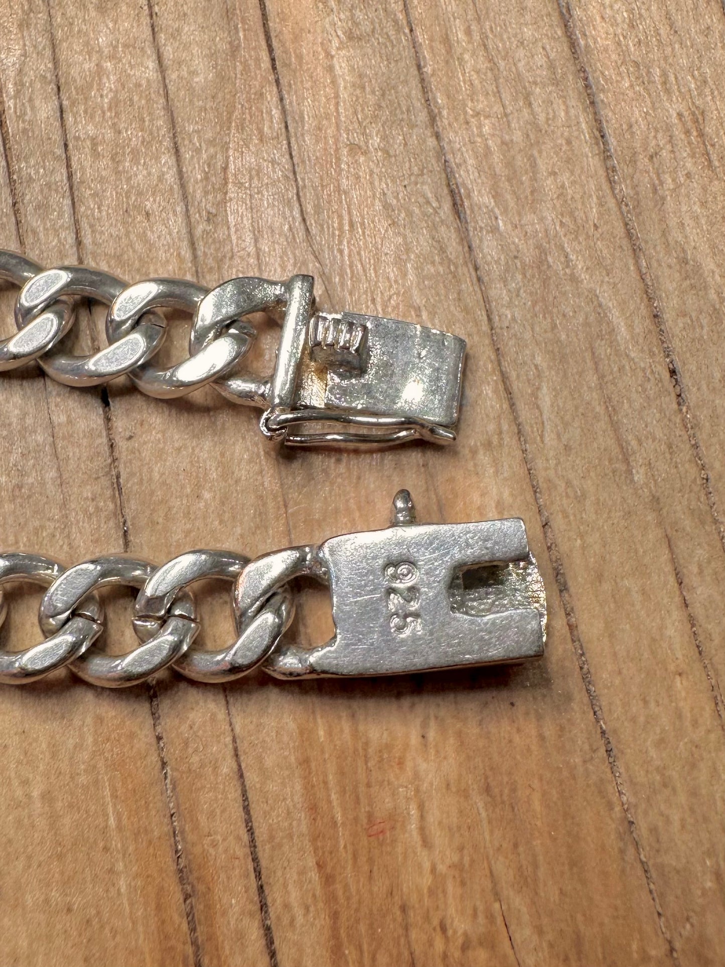 Vintage Identity Curb Chain 925 Sterling Silver 8 inch Bracelet