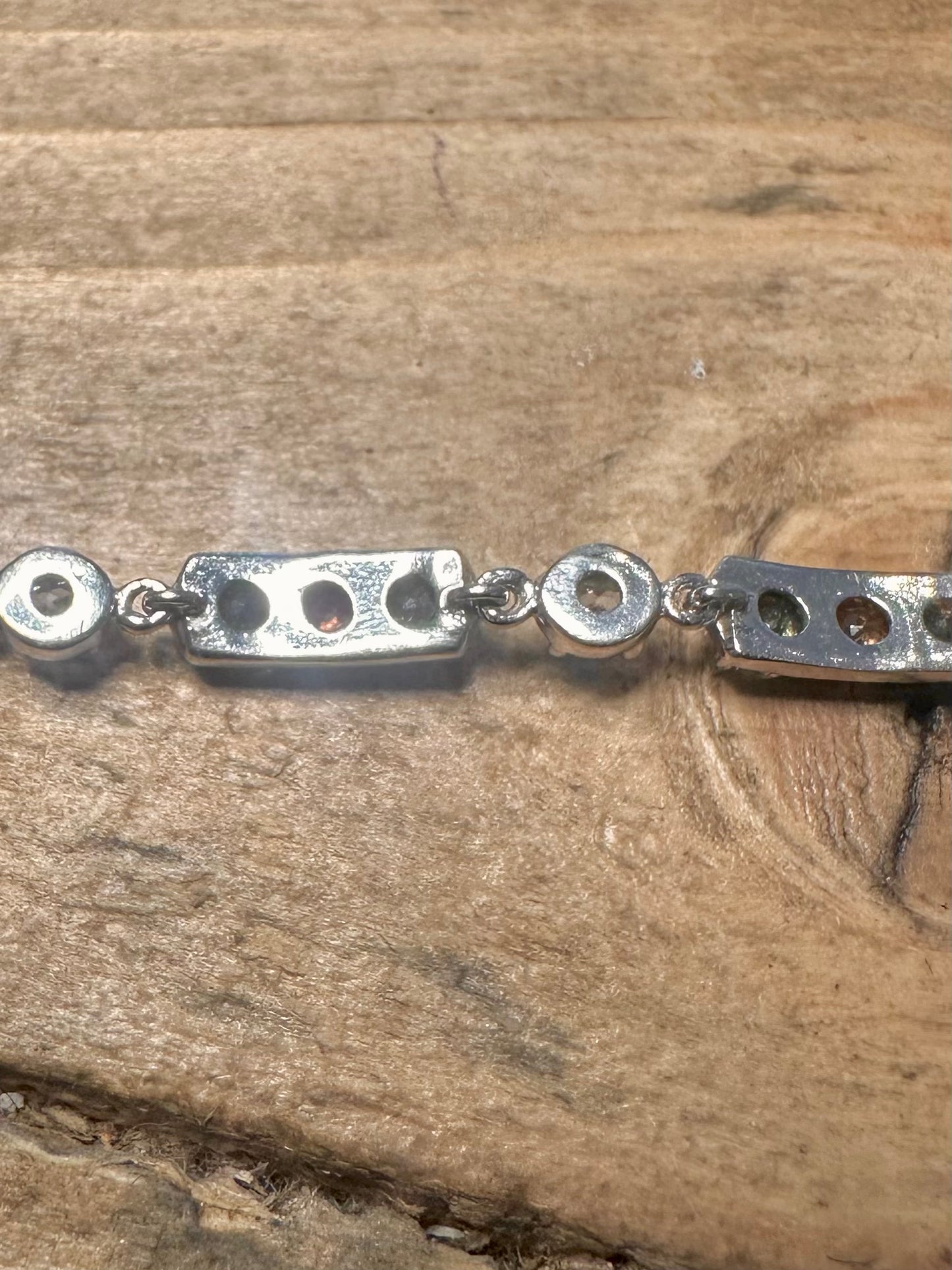 Modern Green Orange White CZ 925 Silver Tennis 6.5 inch Bracelet