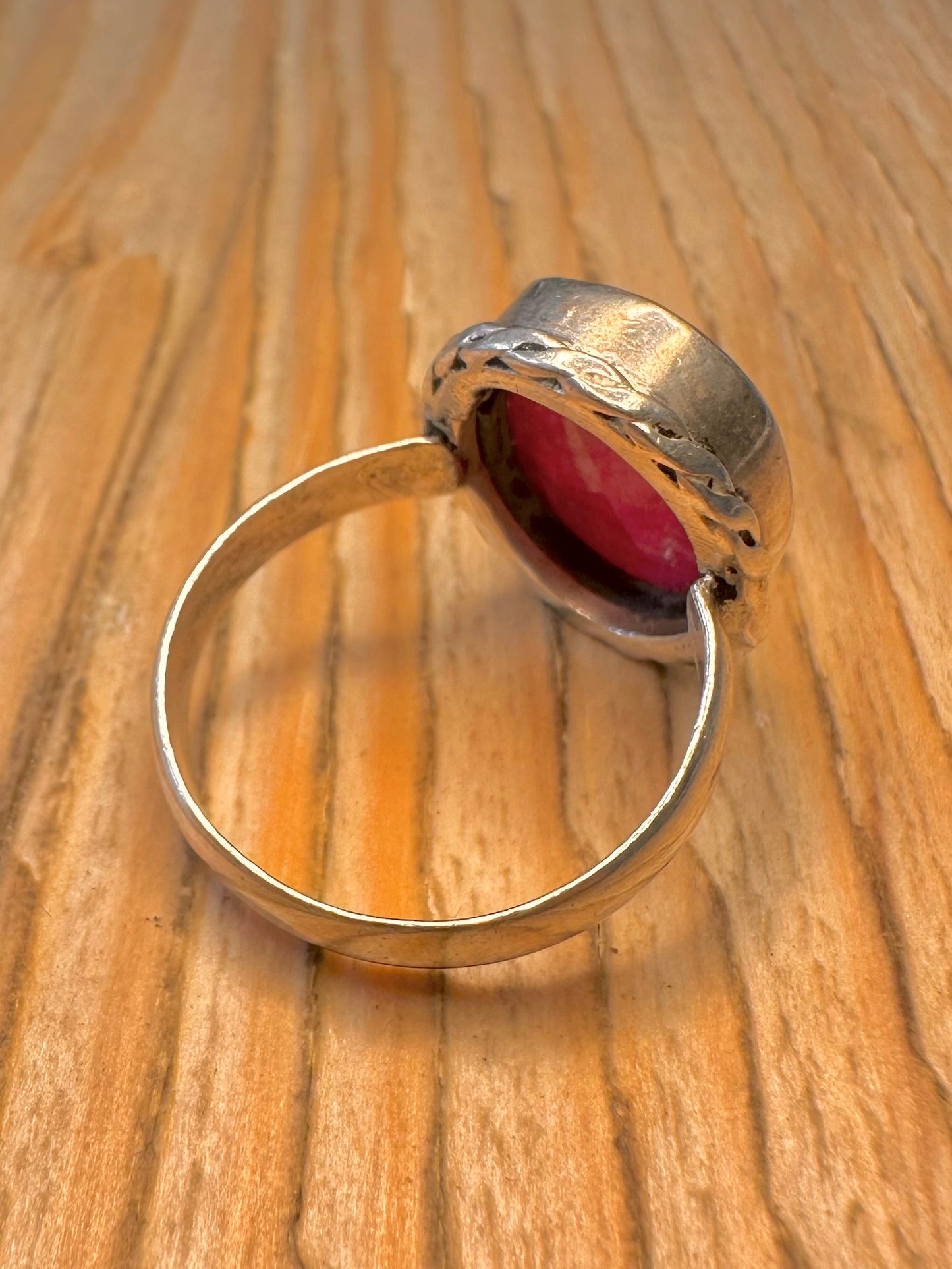 Modern Ruby Stone Boho 925 Sterling Silver Size Q Ring