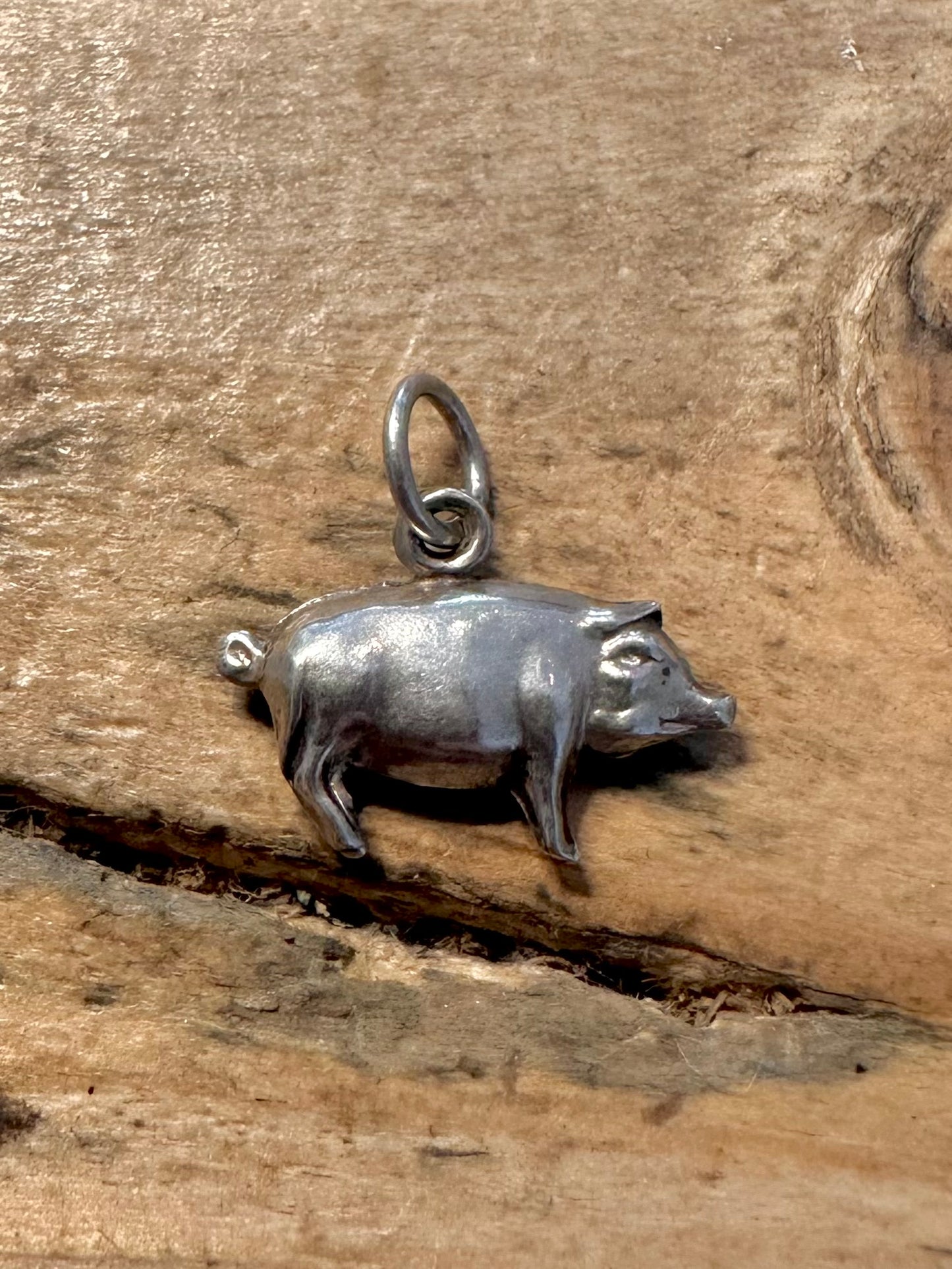 Vintage Pig 925 Silver Charm Pendant