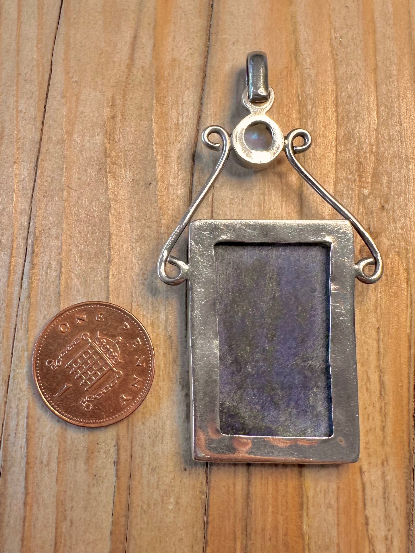 Vintage Lapis and Moonstone 925 Sterling Silver Pendant
