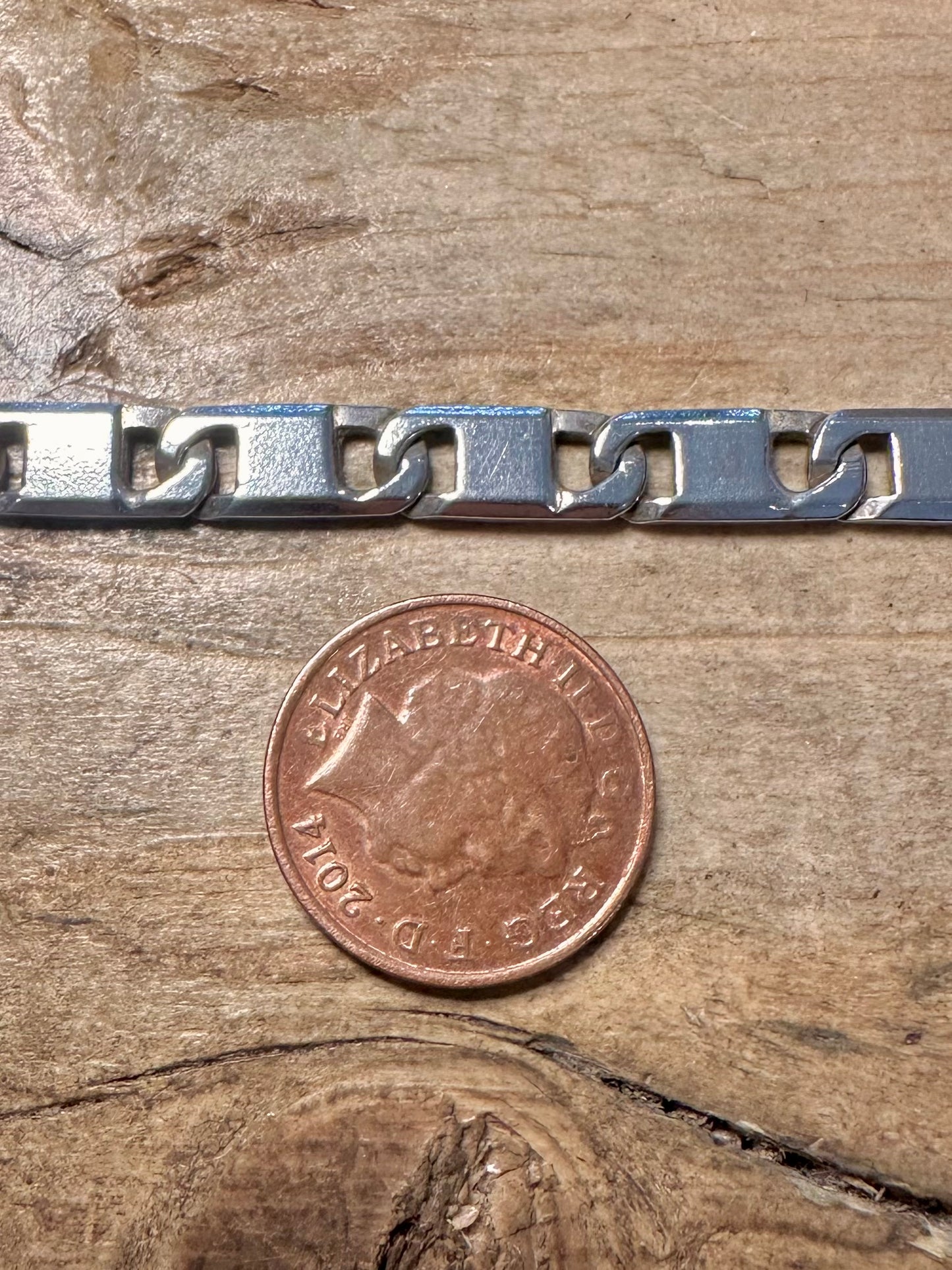 Abstract Bar Link Italy 925 Silver 8.5 inch Bracelet