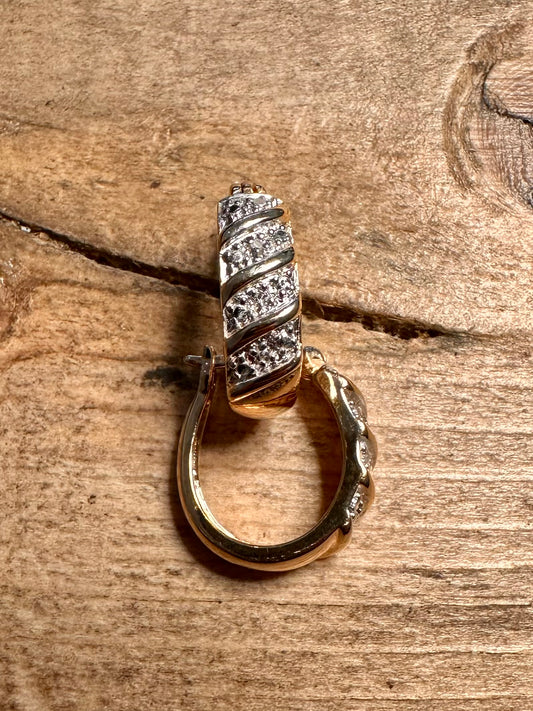 Modernist CZ Hoops Gold on 925 Silver Earribgs