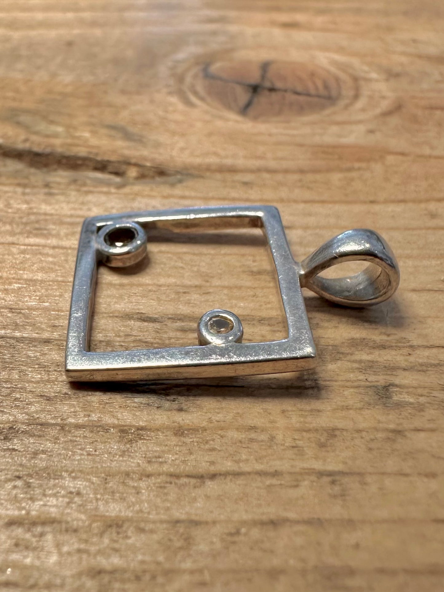 Modernist Square Stone Stones 925 Silver Pendant