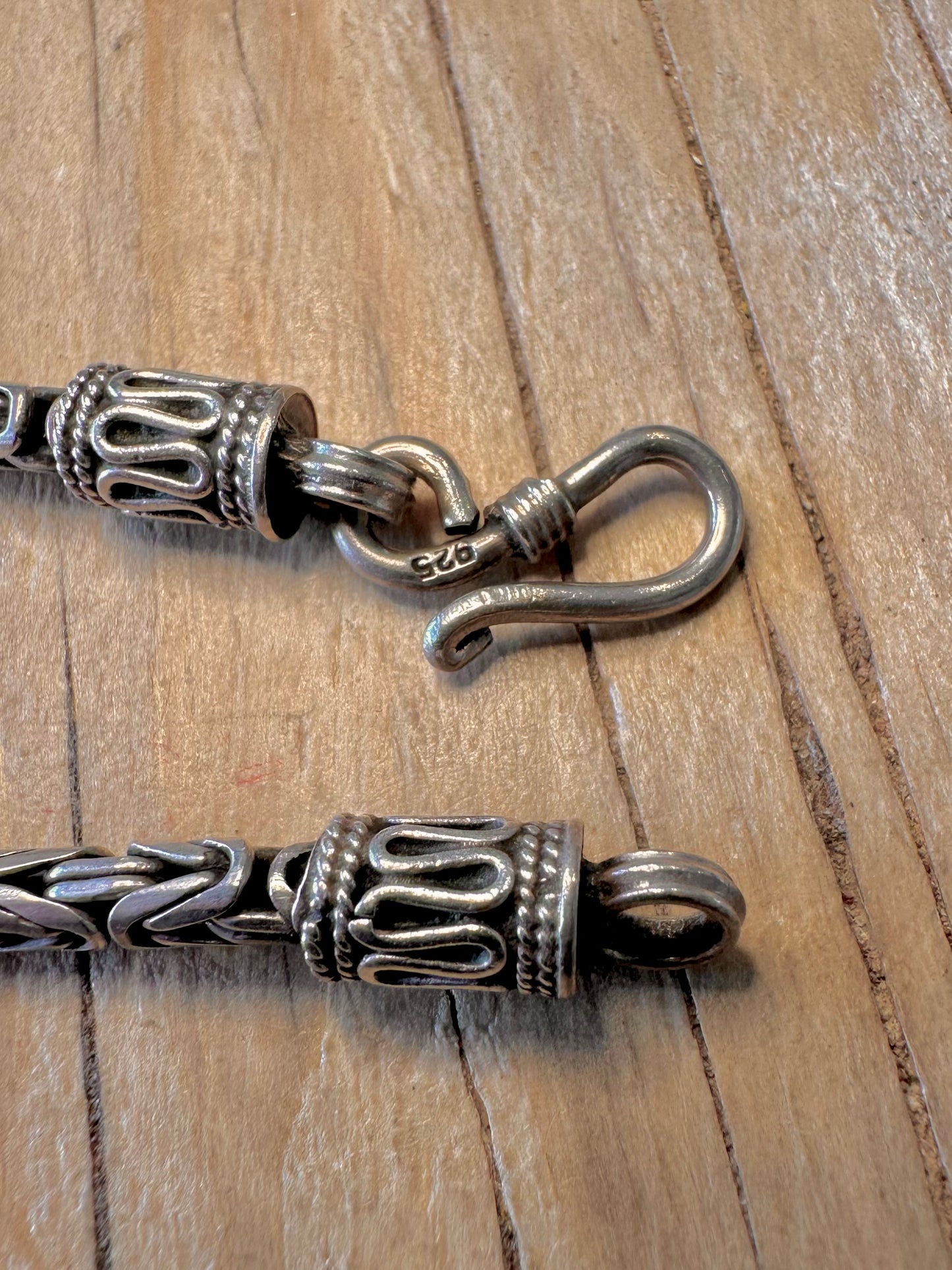 Vintage Byzantine Link Hook Clasp 925 Silver 7.5 inch Bracelet
