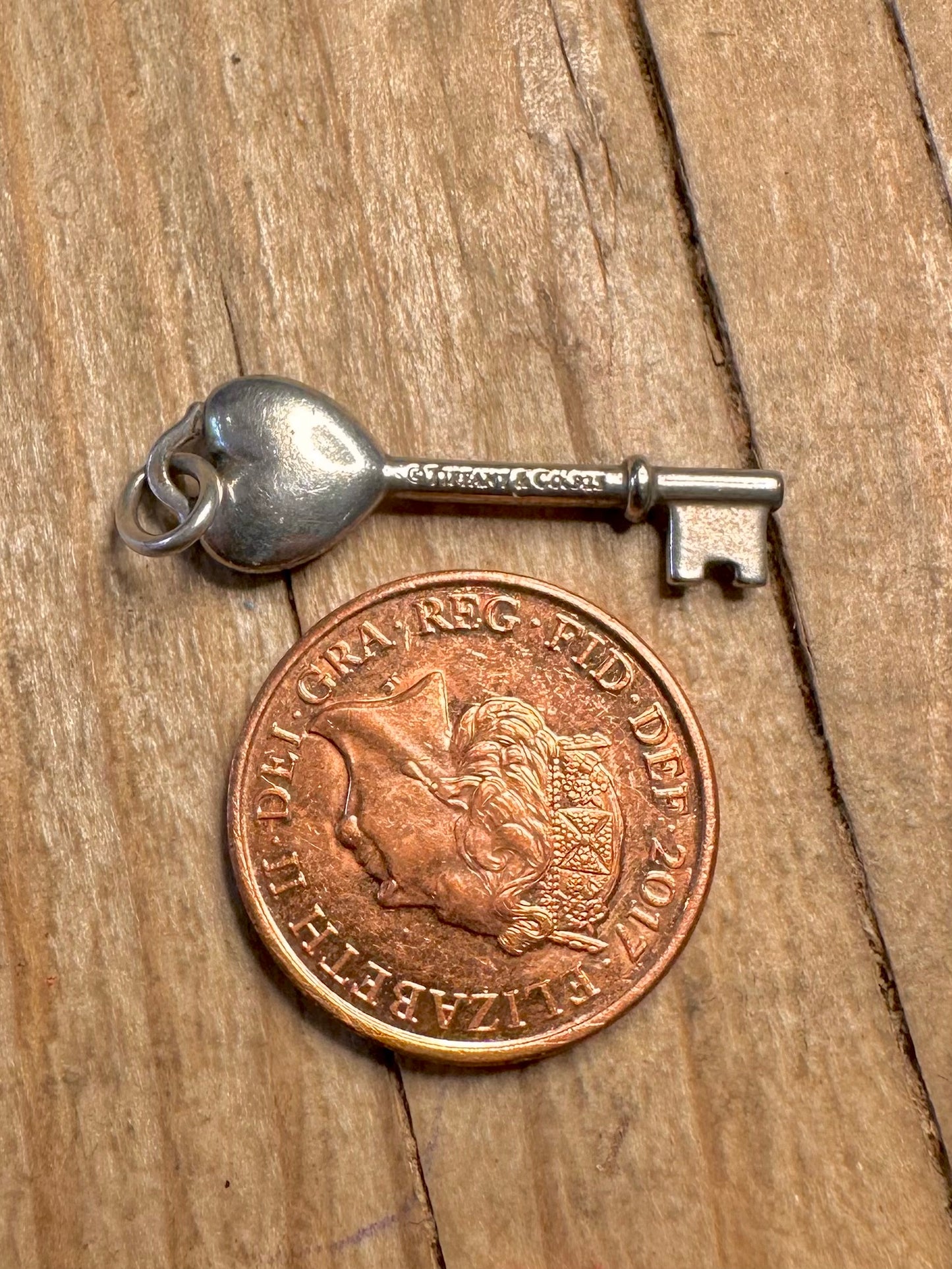 Vintage Tiffany & Co Diamond Key 925 Sterling Silver Pendant