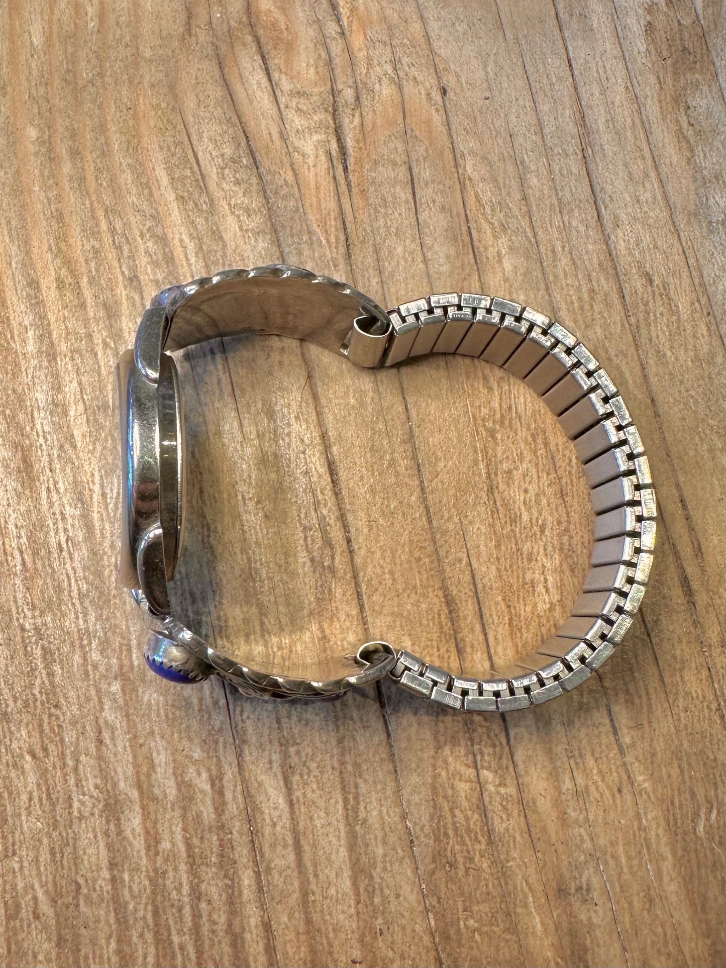 Vintage Lapis Navajo Quarts Maker BB 925 Sterling Silver and Stainless Steel Watch Collectable