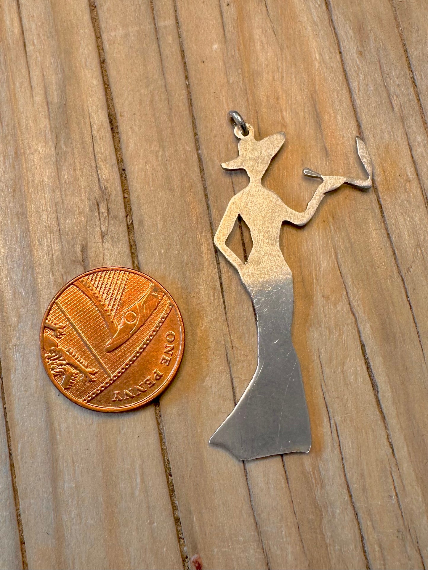Vintage Smoking Lady 925 Silver Pendant