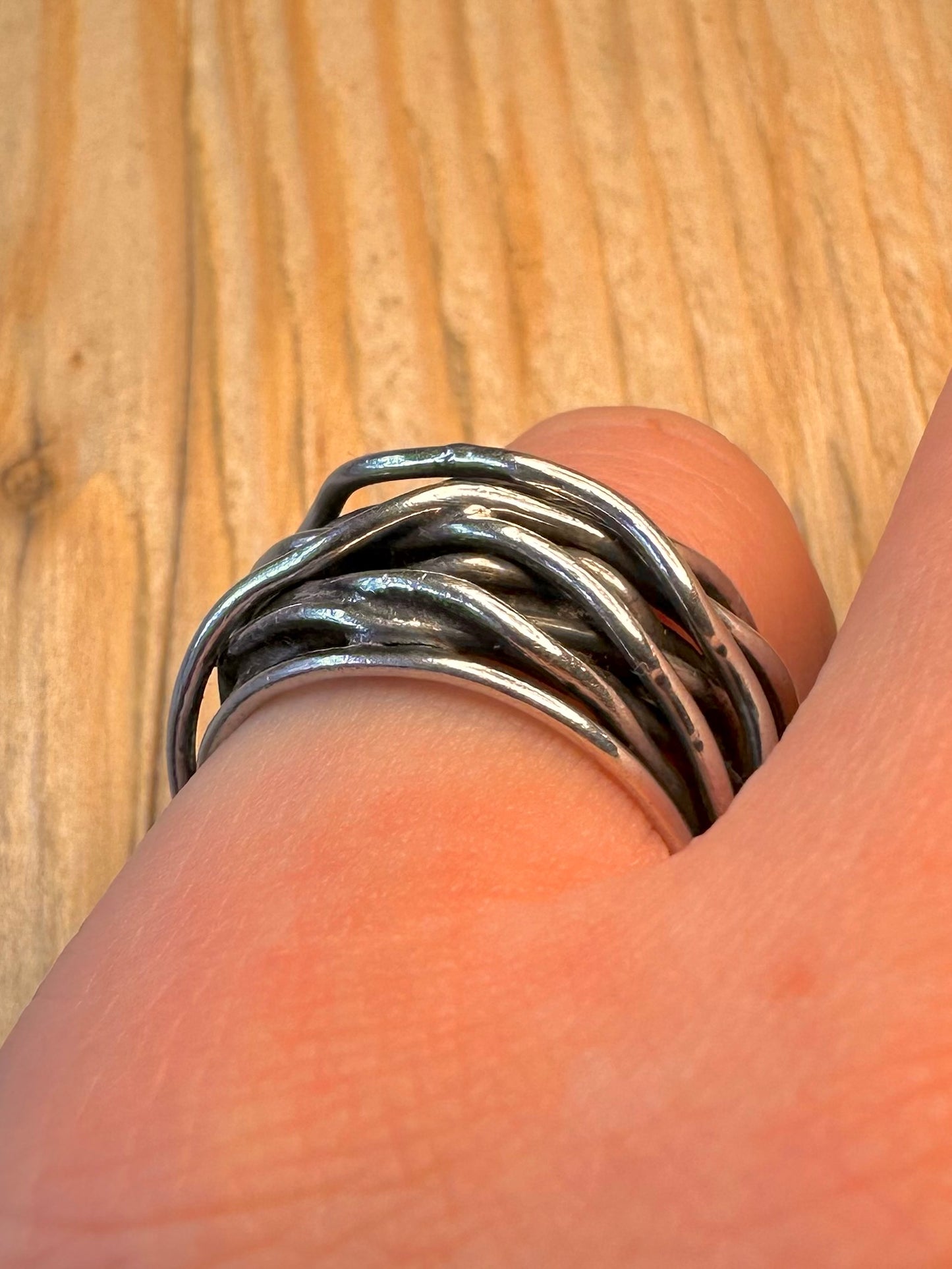 Modernist Brutalist Layer 925 Sterling Silver Size O Ring