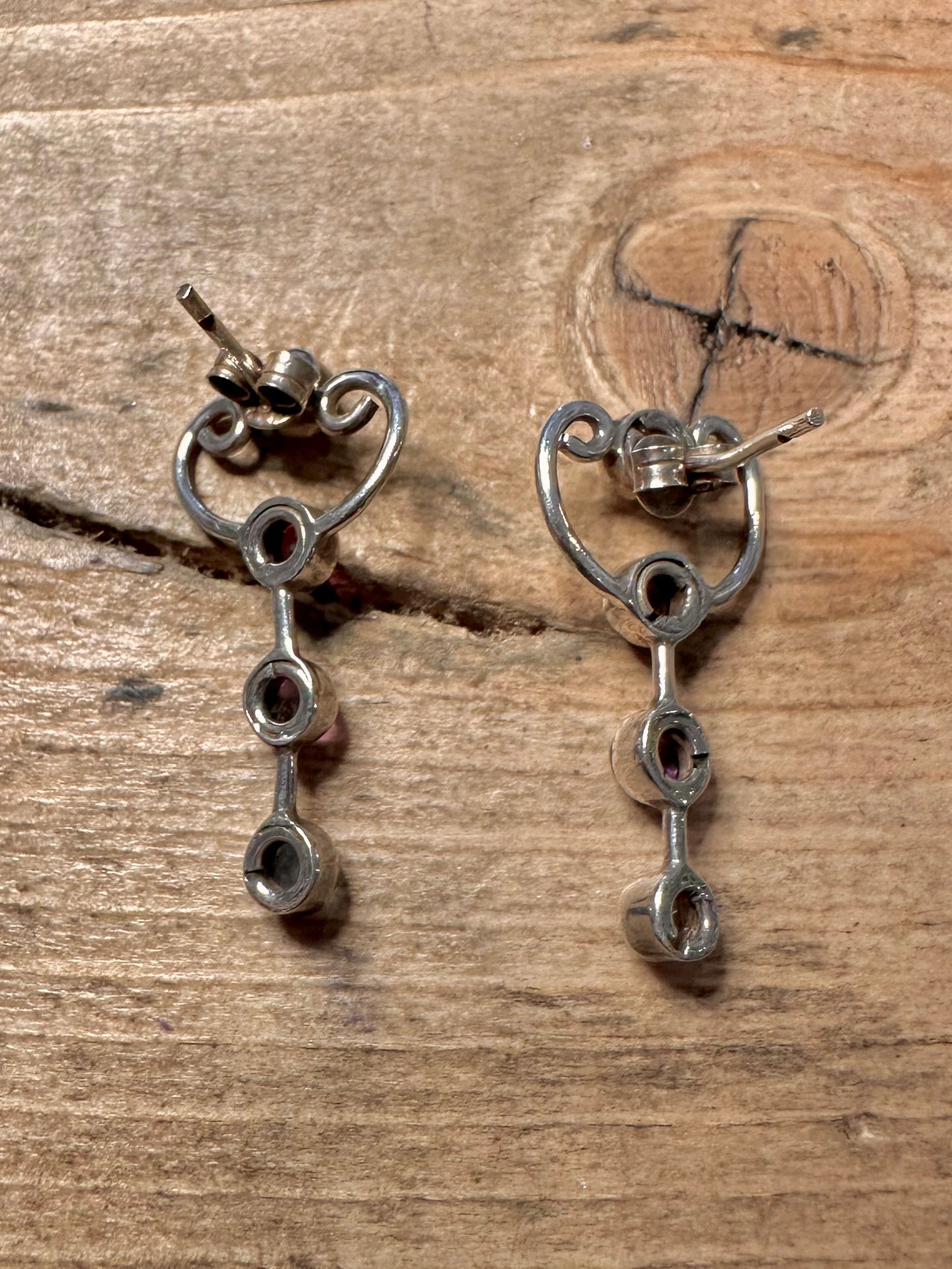 Vintage Multi Gemstone 925 Silver Earrings