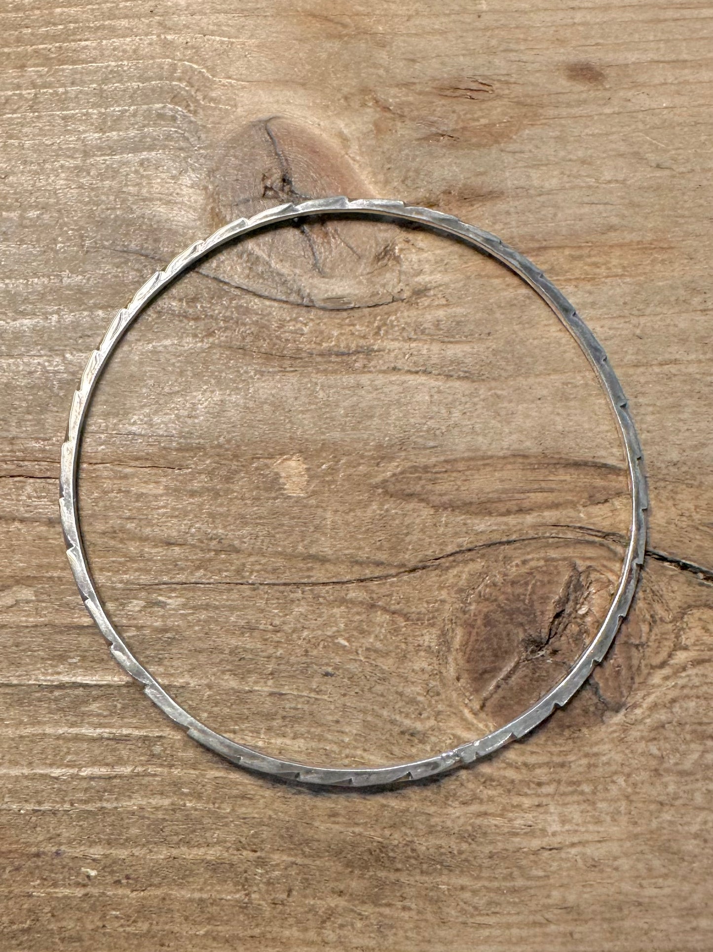 Vintage Textured 925 Silver Bangle