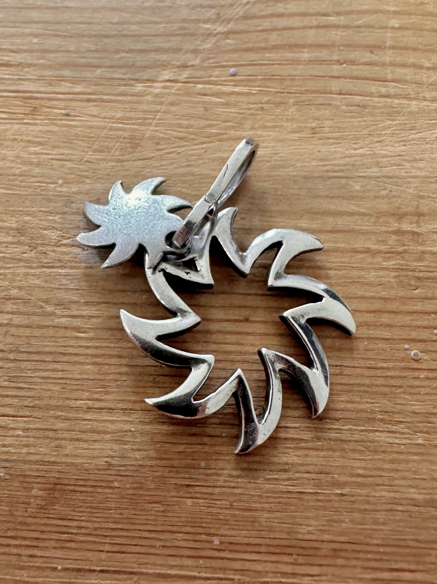Vintage Double Spiky Swirl 925 Silver Pendant