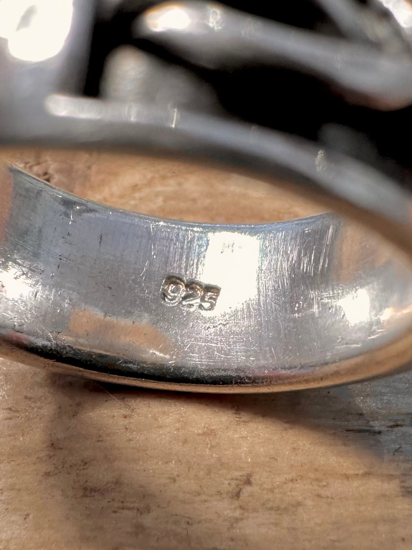 Vintage Barbed Wire Band 925 Silver Size Q Ring
