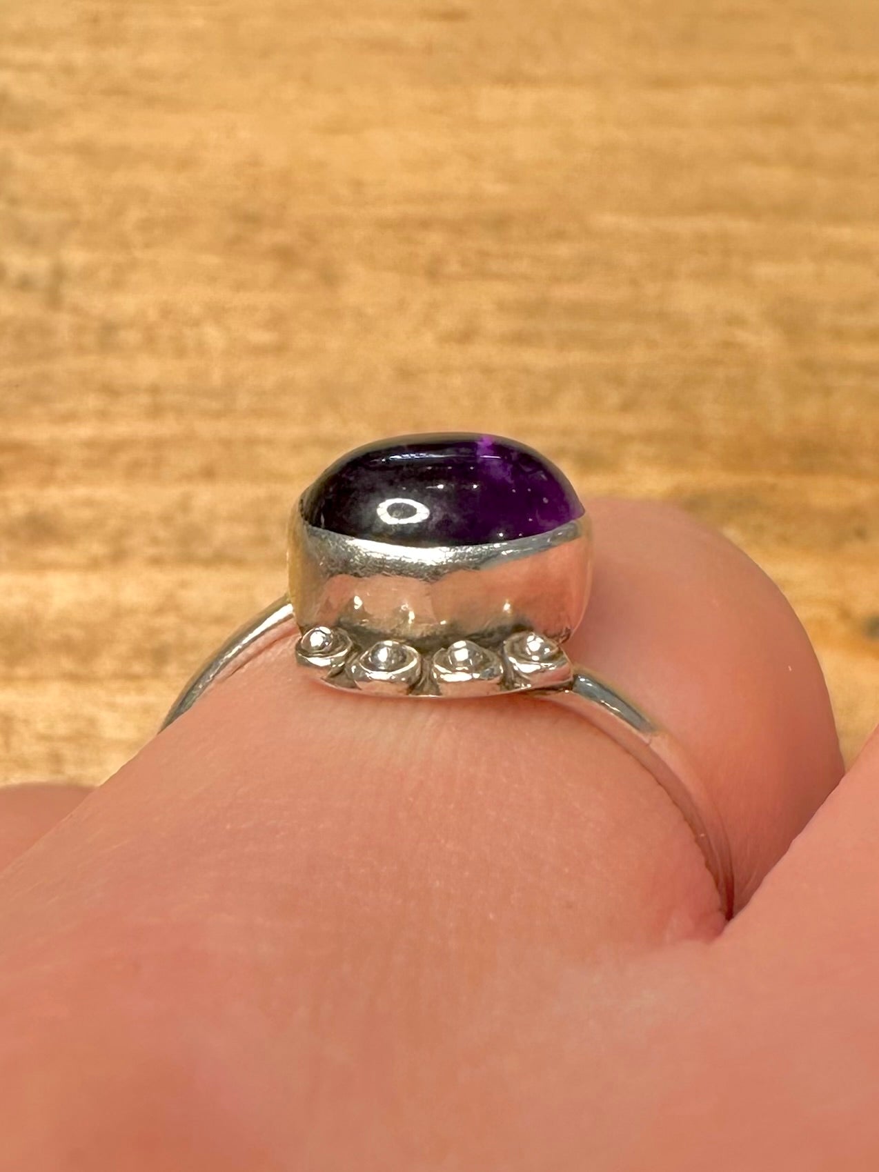 Vintage Amethyst Boho 925 Silver Size Q Ring