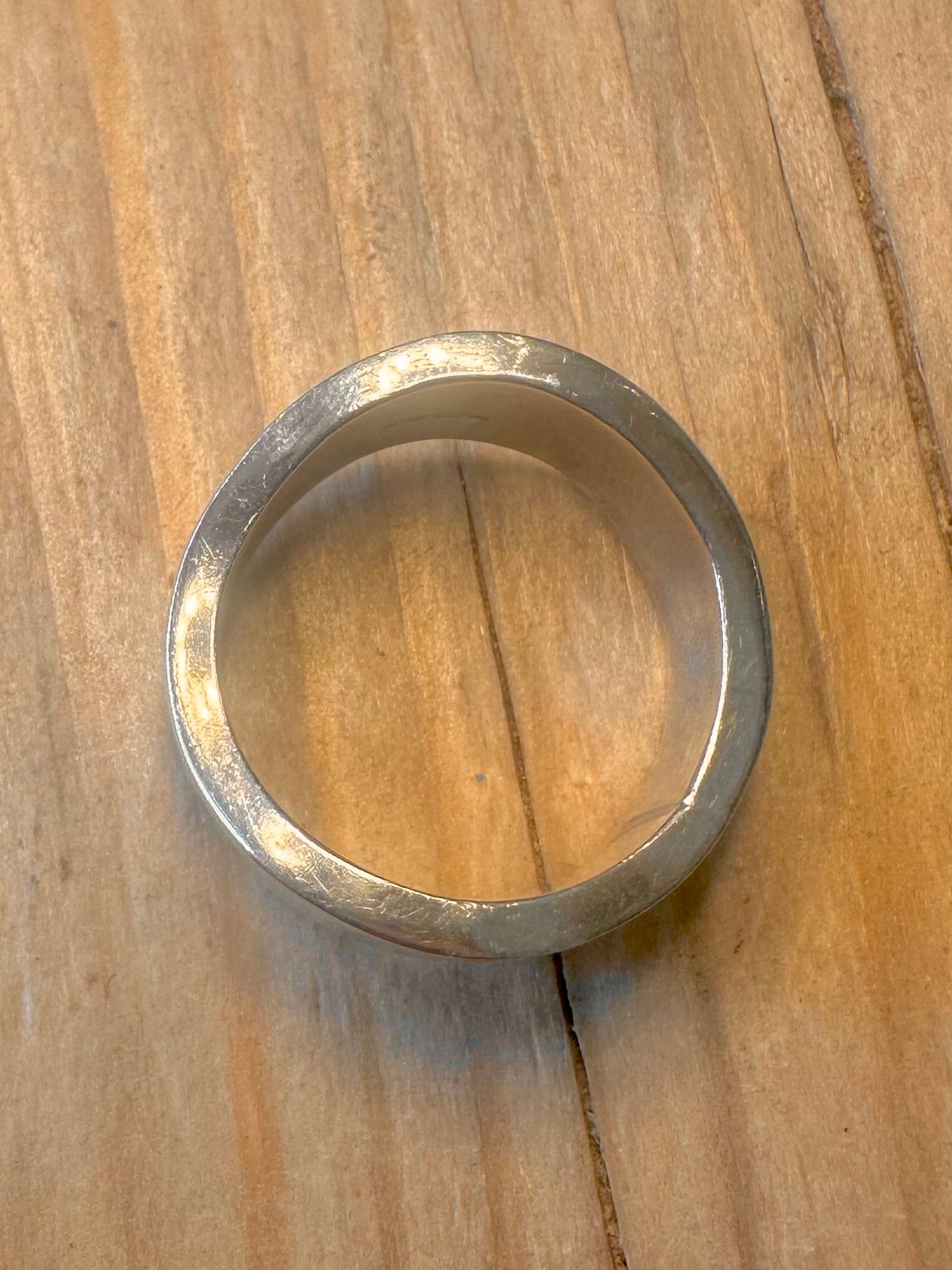 Modern Chunky Wavy Band 925 Silver Size T Ring