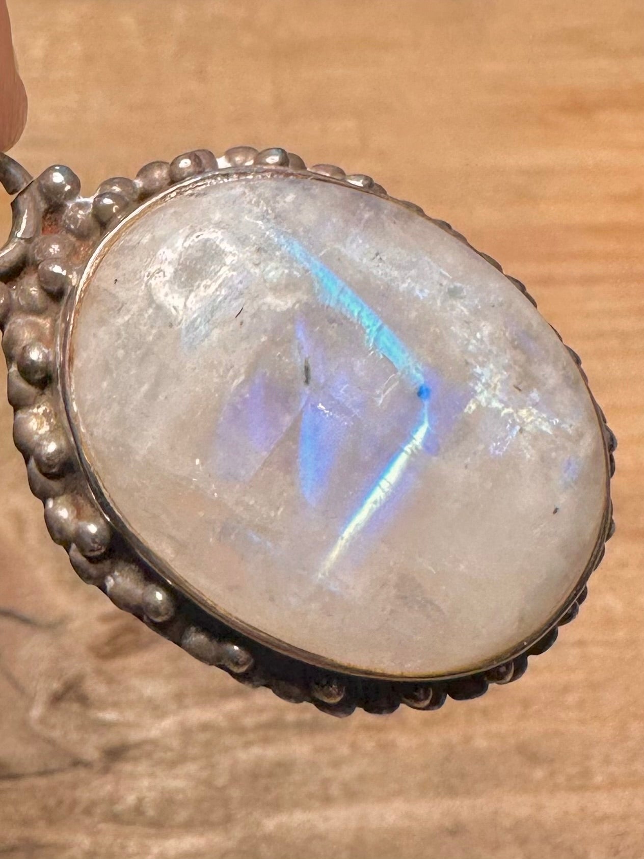 Vintage Moonstone Ornate Oval 925 Silver Pendant