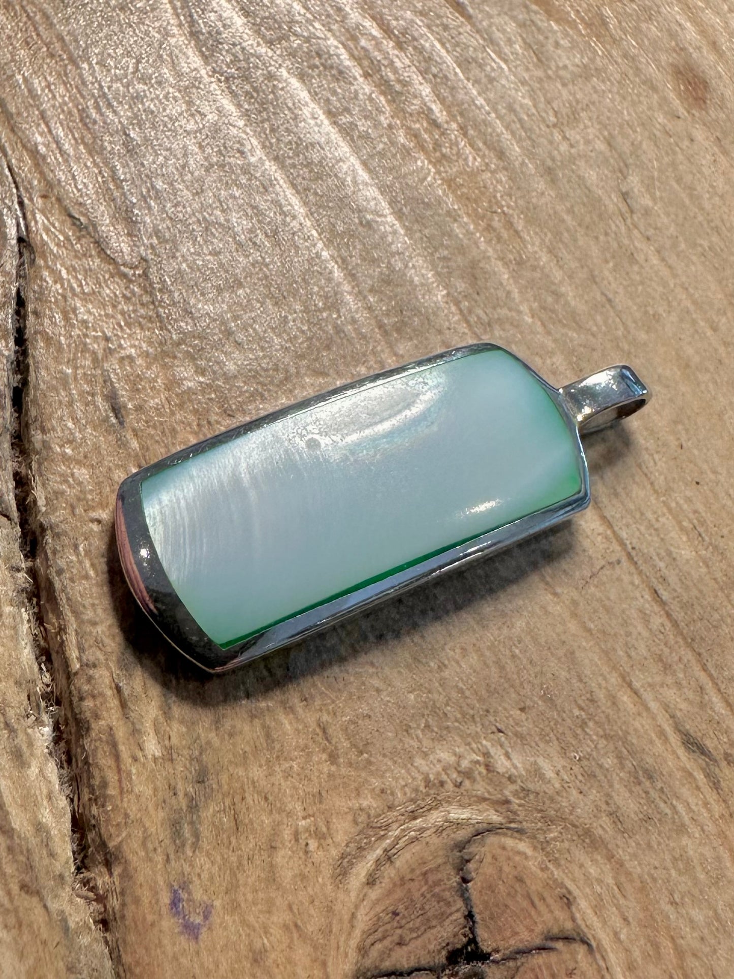 Modern Blue Mother of Pearl 925 Silver Pendant