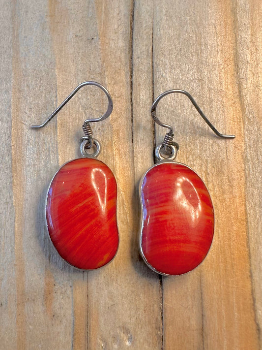 Abstract Coral Bean Shape 925 Sterling Silver Earring