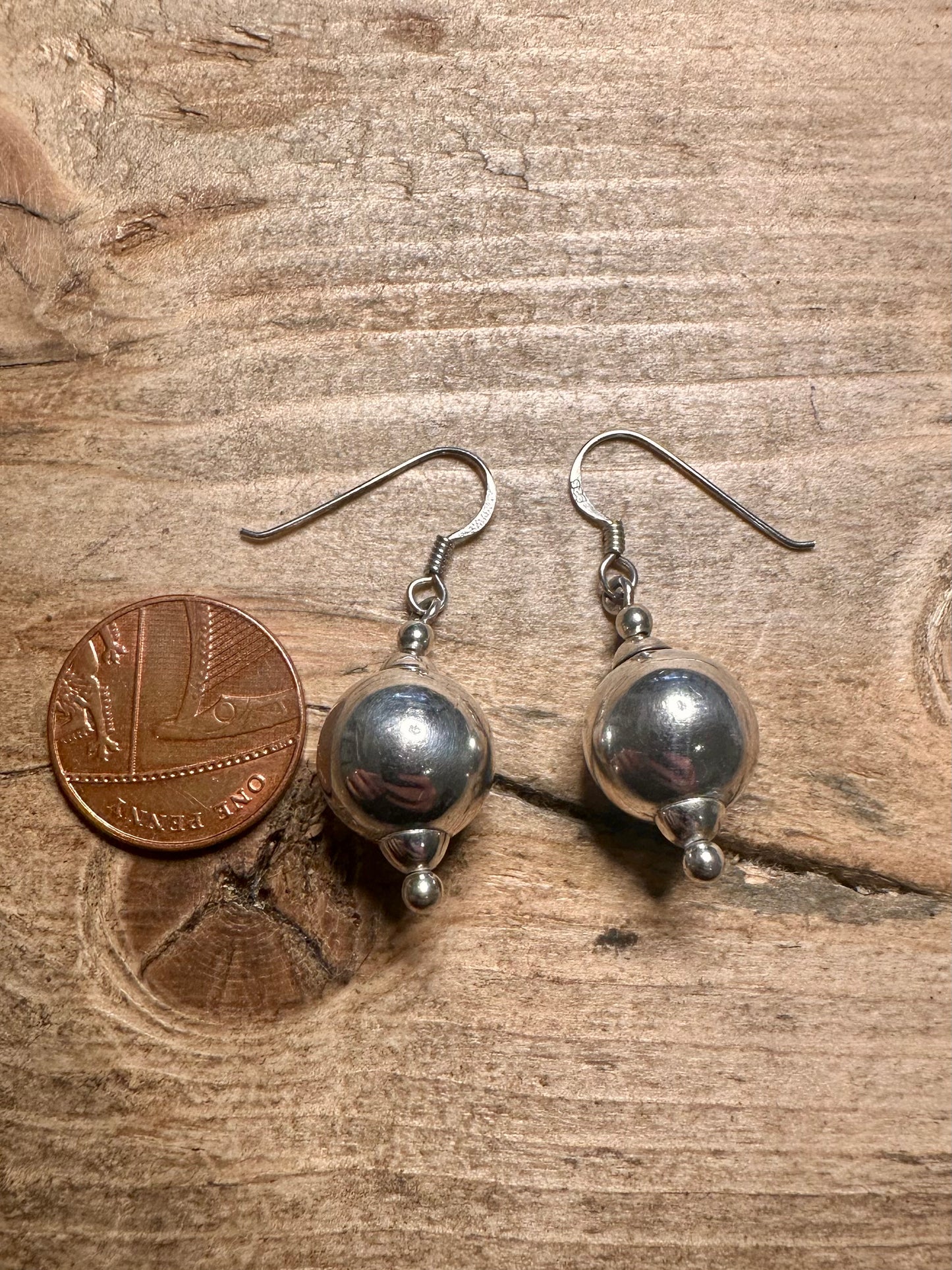 Vintage Ball Dangle 925 Silver Earrings