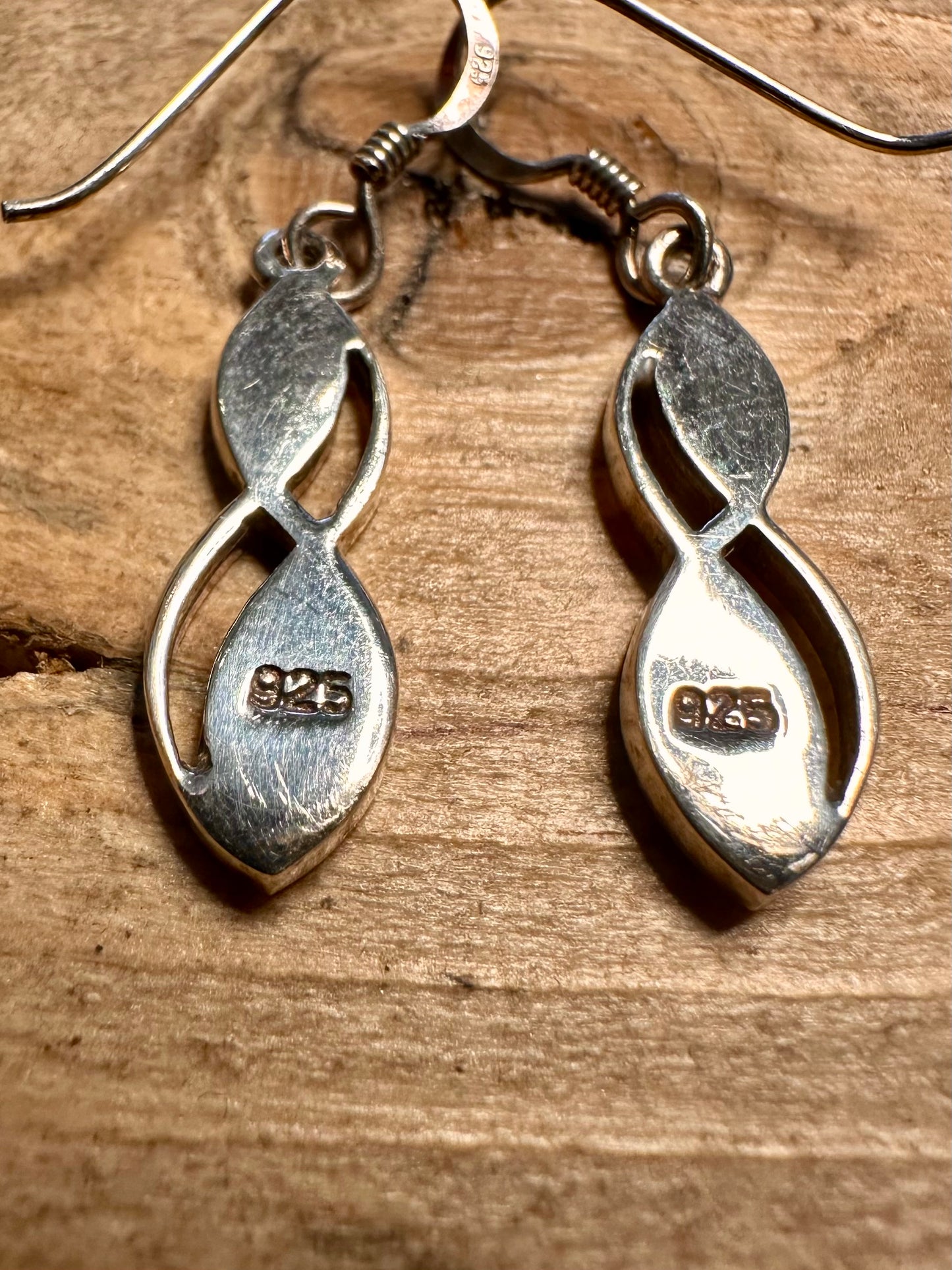 Modernist Mother of Pearl Dangle 925 Silver Earrings