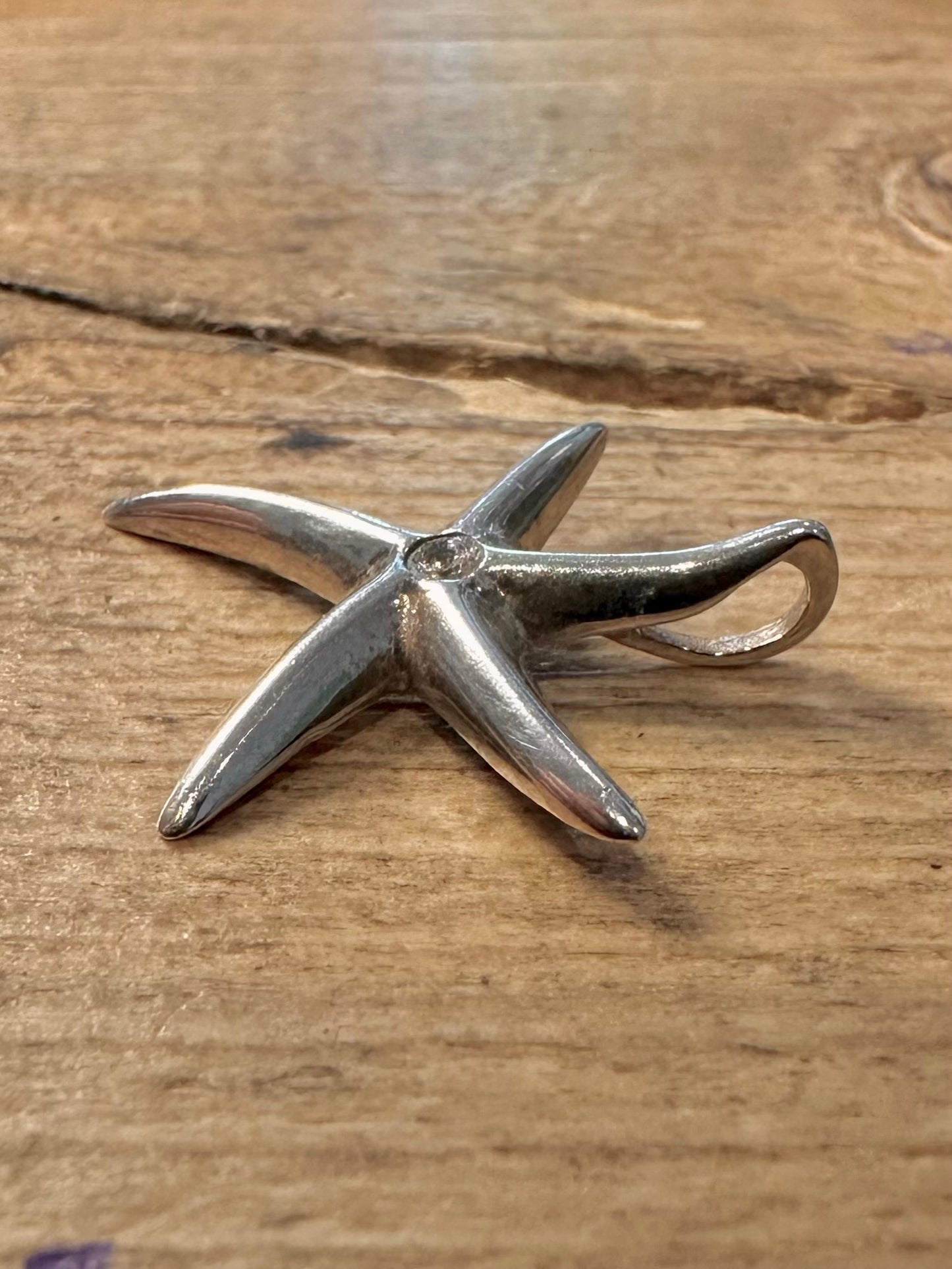 Modern CZ Starfish 925 Silver Pendant