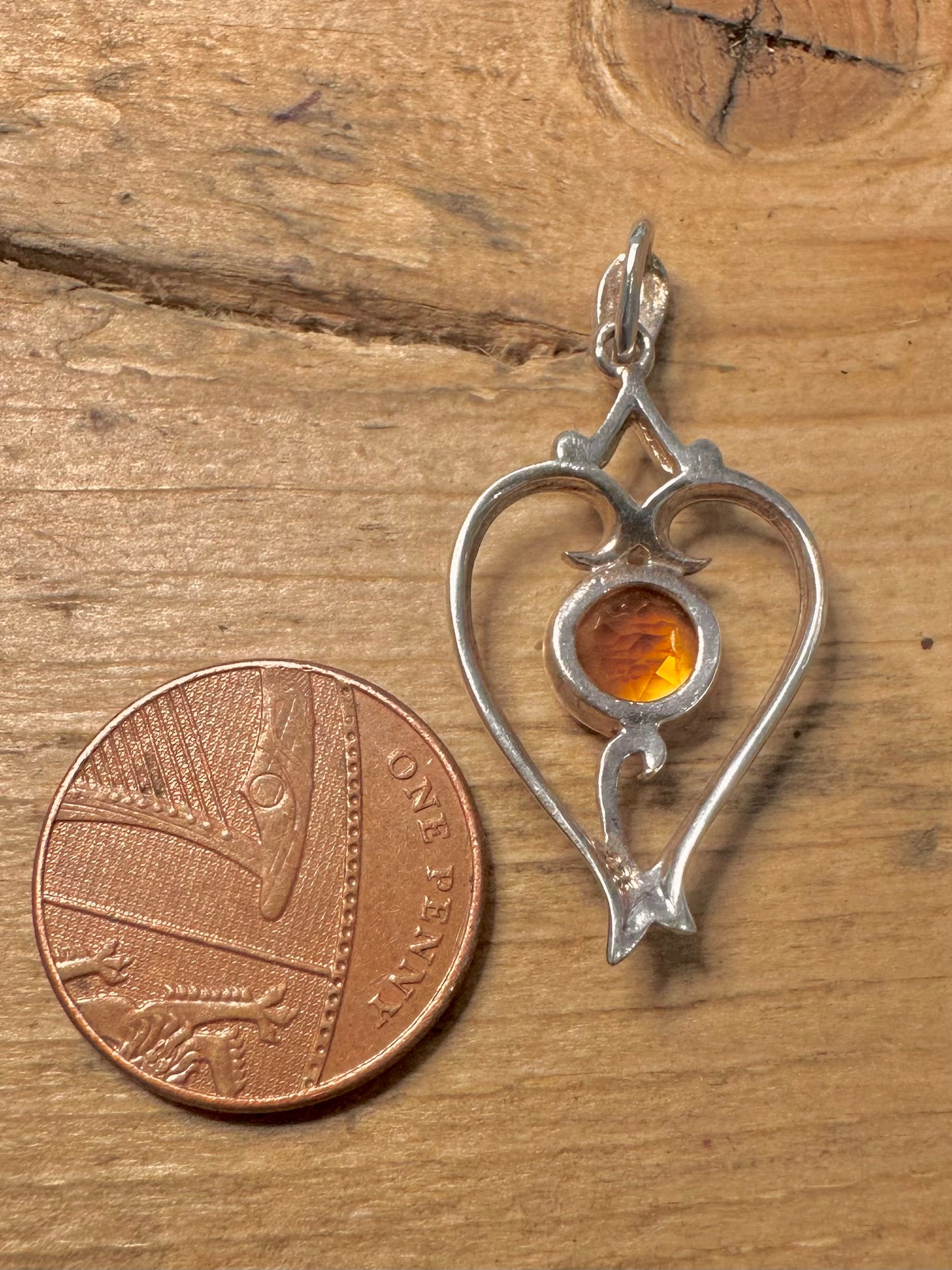 Vintage Citrine 925 Silver Pendant