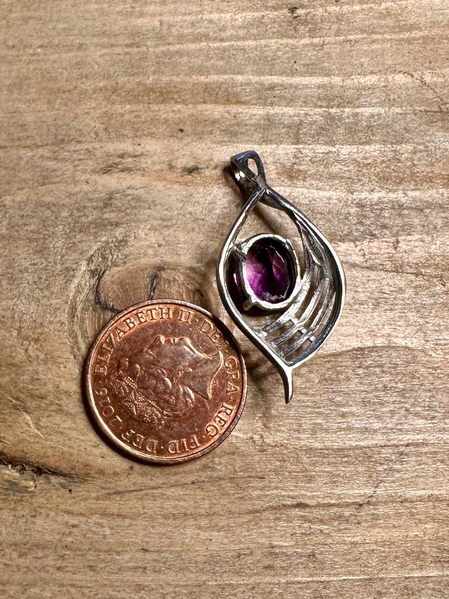 Modern Purple Stone 925 Silver Pendant