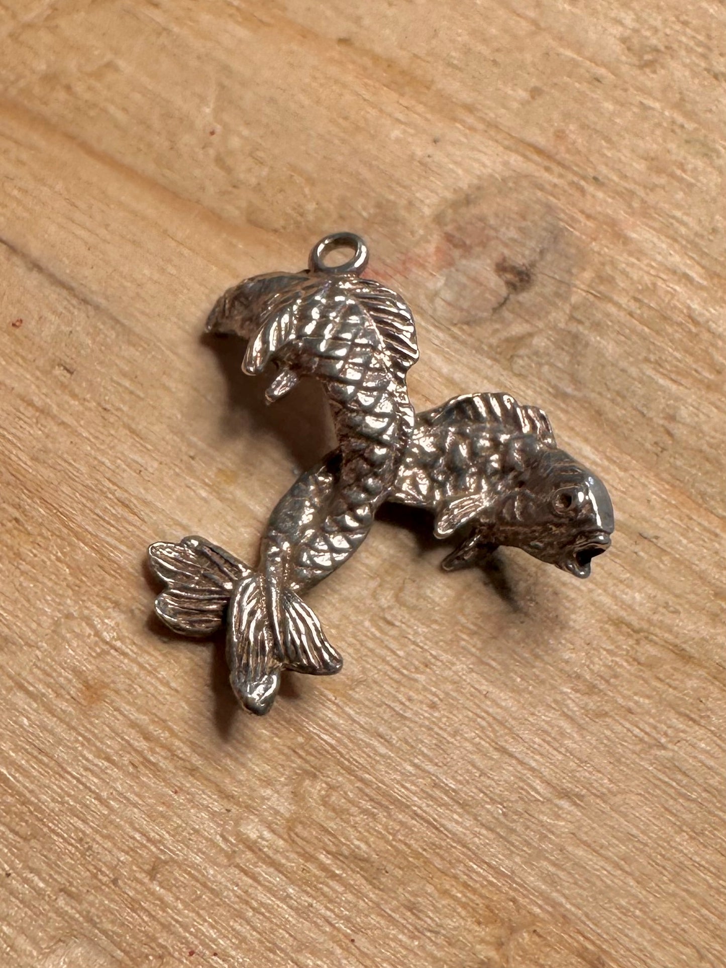 Vintage Double Fish 925 Silver Pendant