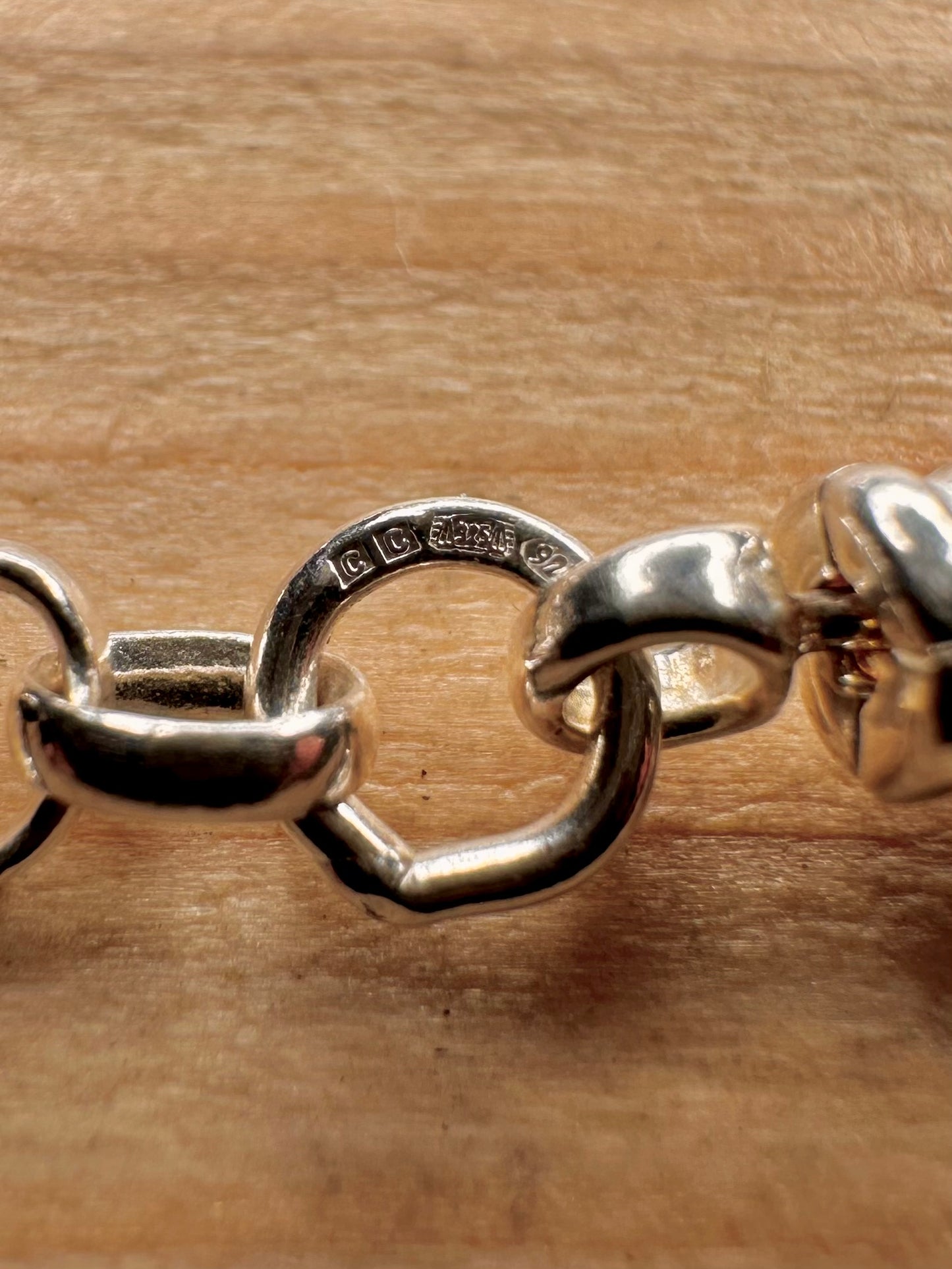 Harry Rocks Zackiger Herz Belcher-Kette Albert-Verschluss mit Box und Beutel 925 Sterling Silber 17,5 Zoll Halskette