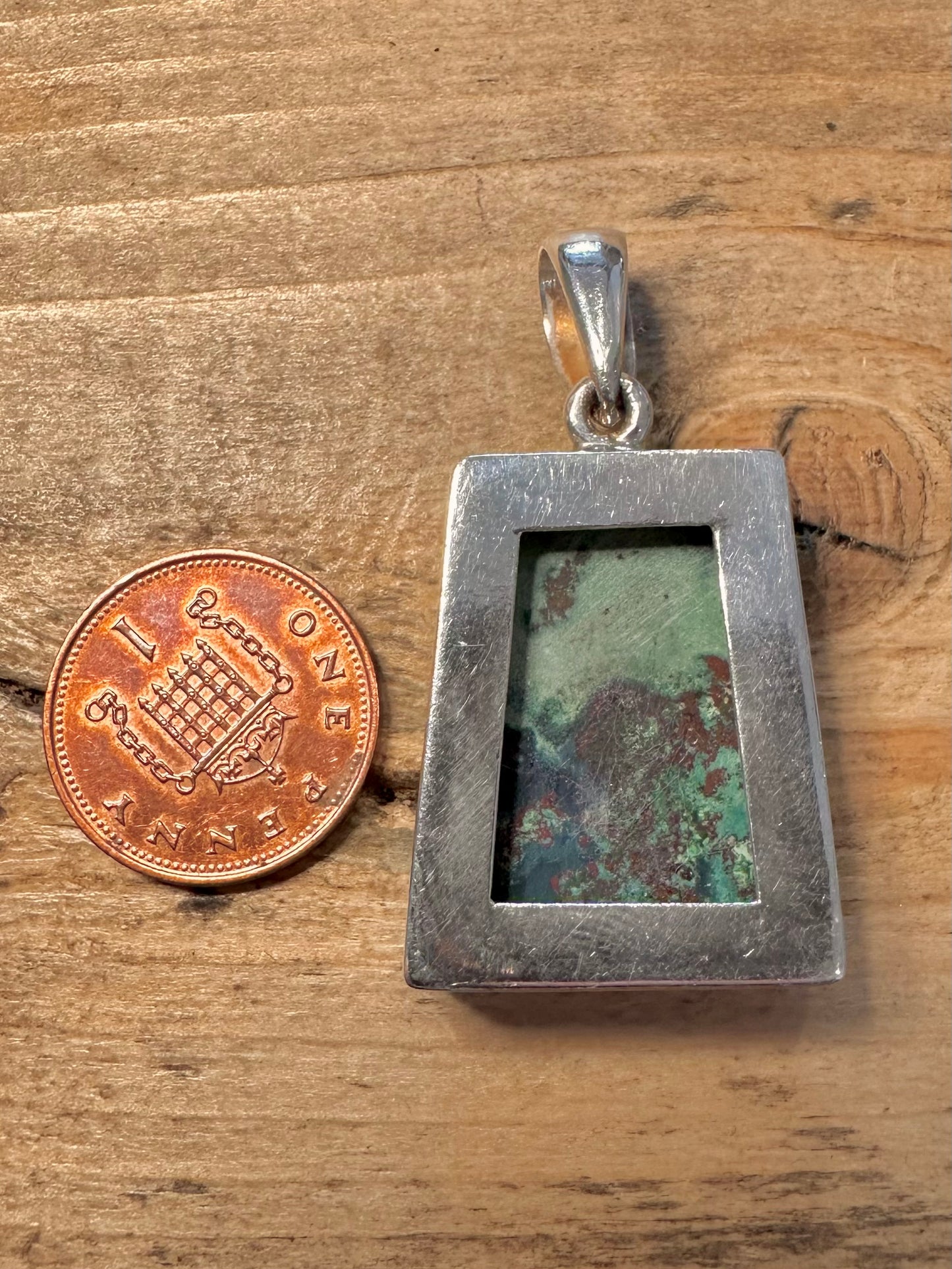 Abstract Turquoise Rectangular 925 Silver Pendant