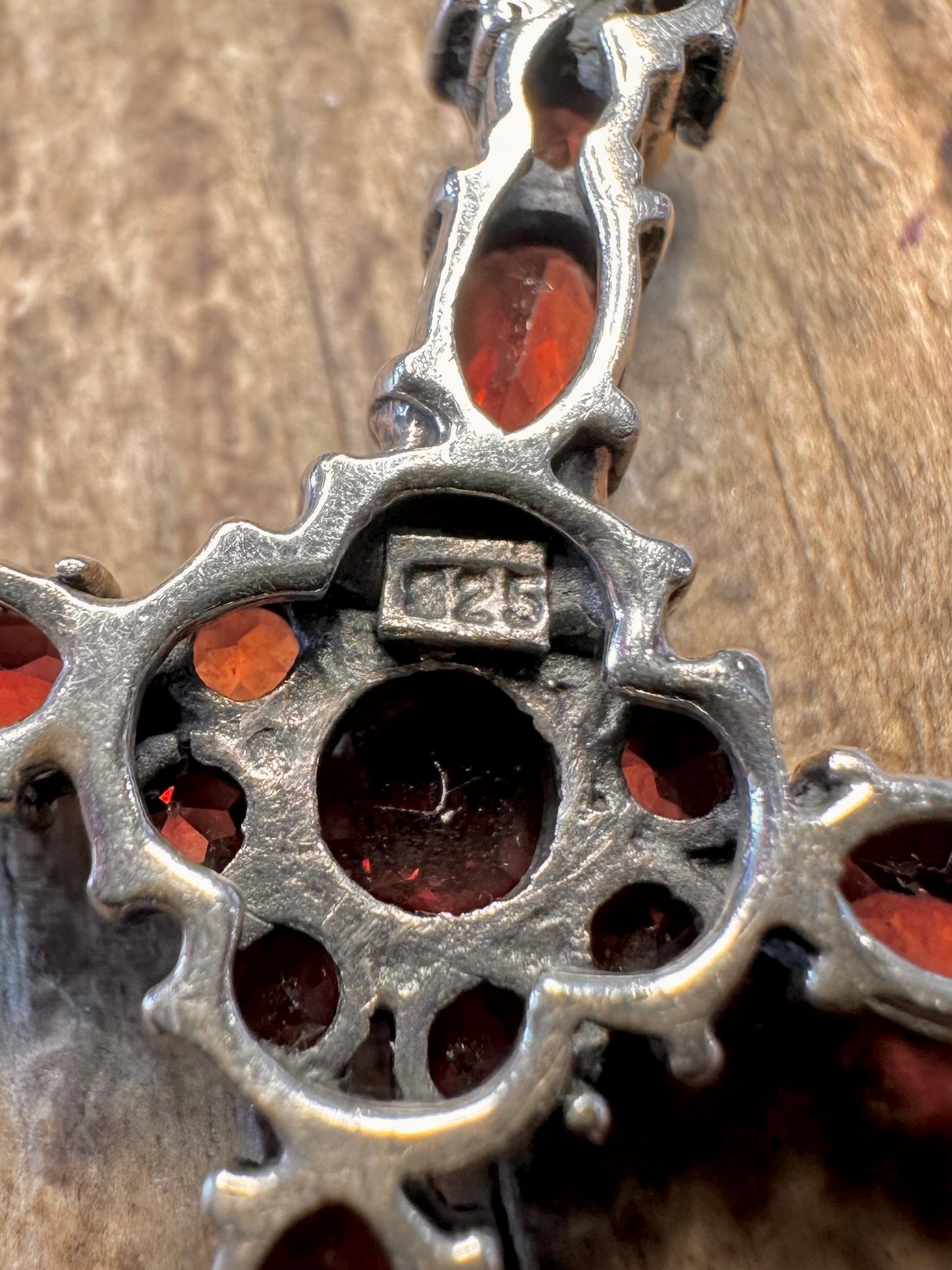 Garnet Large Cross 925 Sterling Silver Pendant