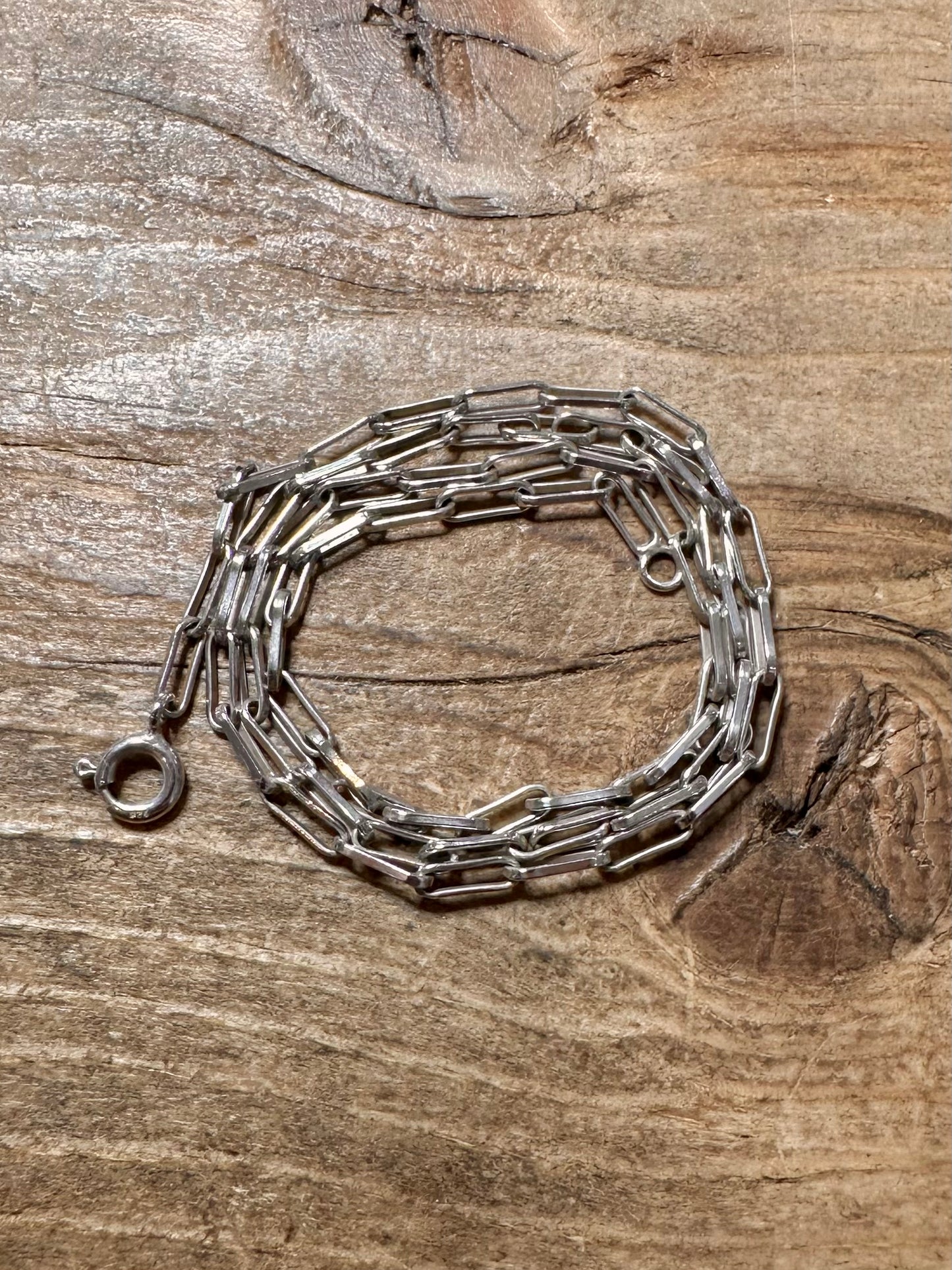 Abstract Bar Link 925 Silver 15.5 inch Necklace