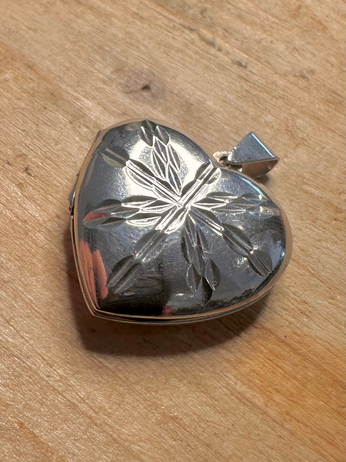 Vintage Engraved Heart Locket 925 Silver Pendant