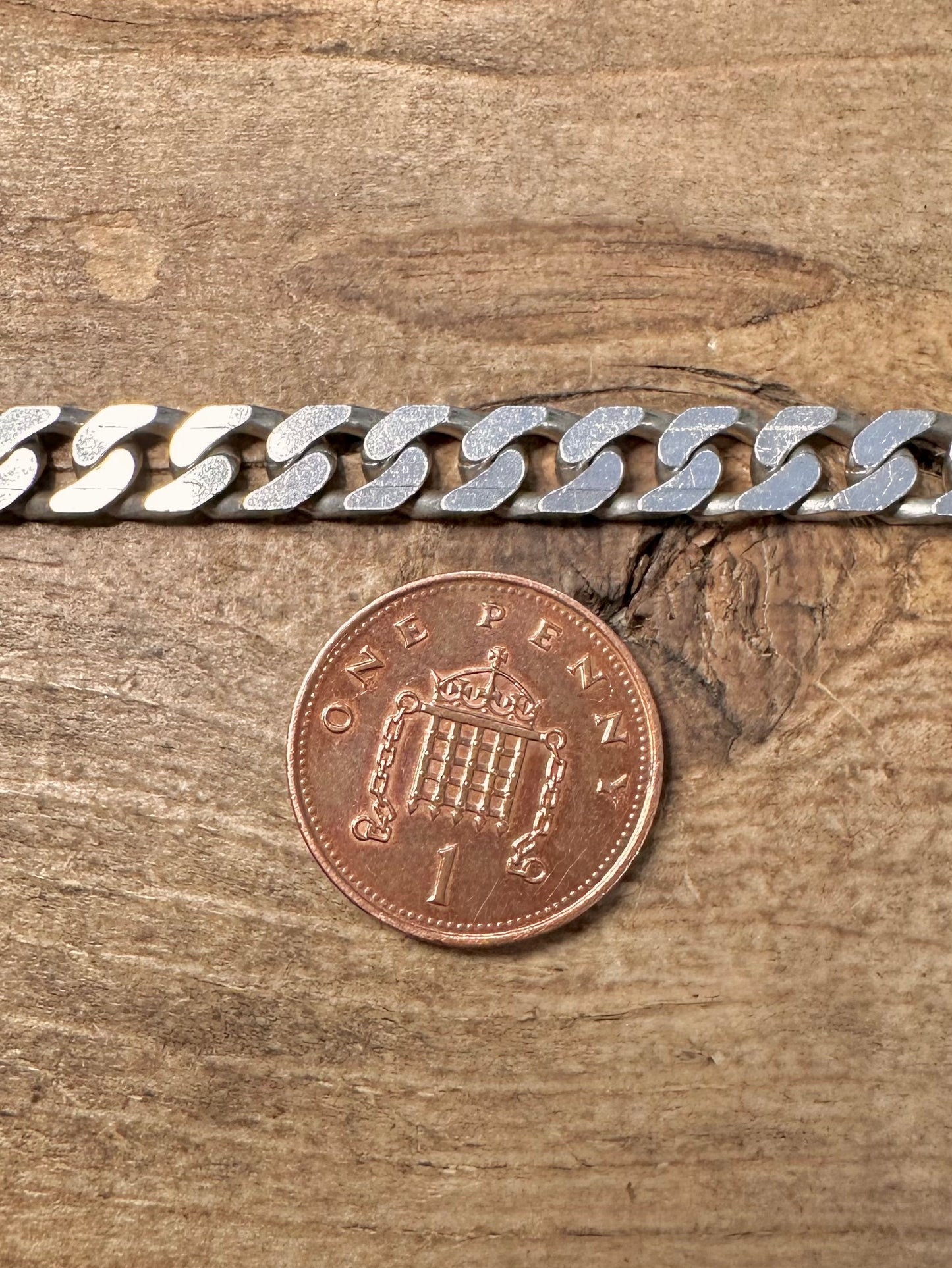 Vintage Curb Chain 925 Silver London 7.5 inch Bracelet