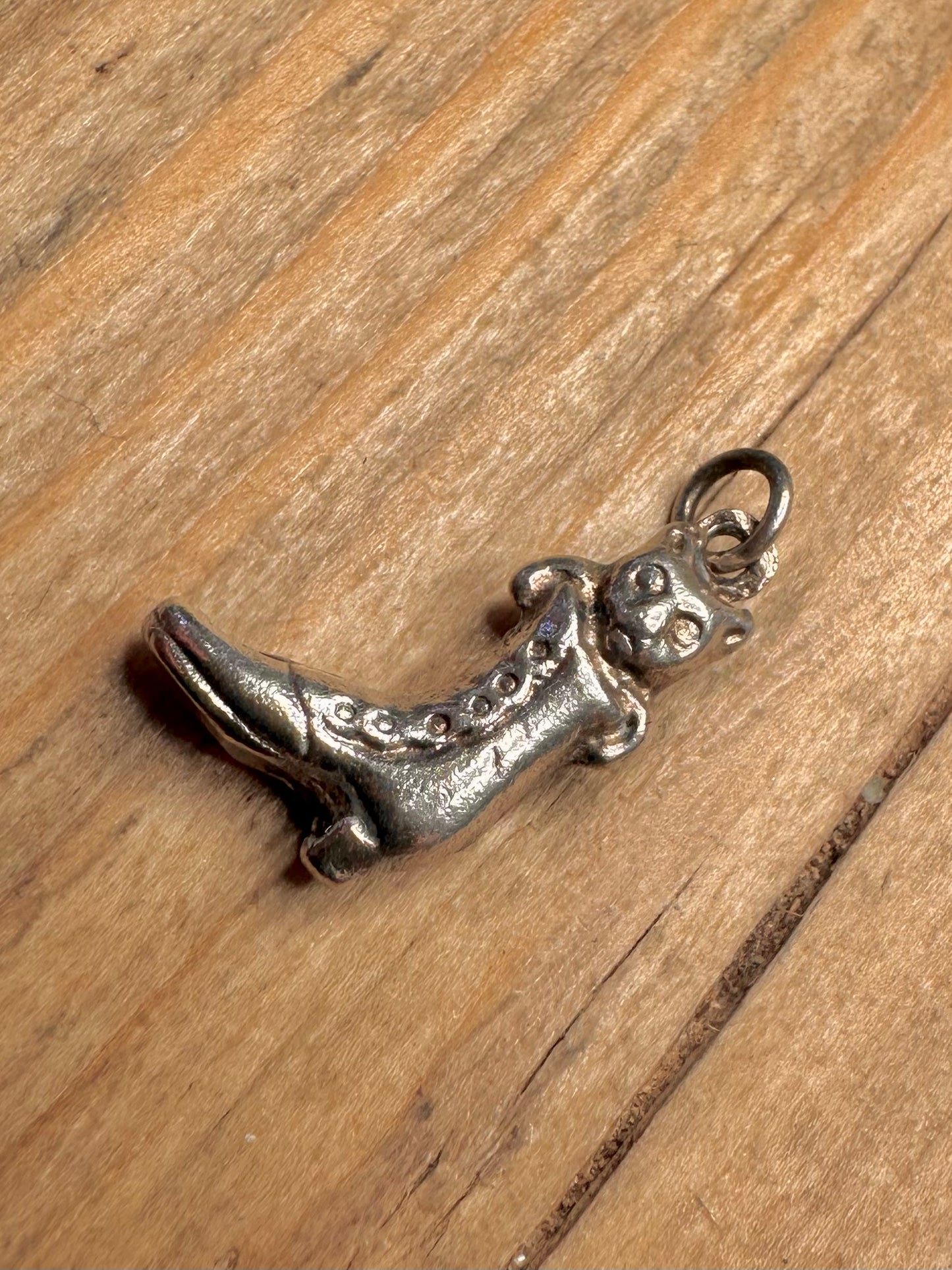 Vintage Cat in a Boot 925 Sterling Silver Charm Pendant