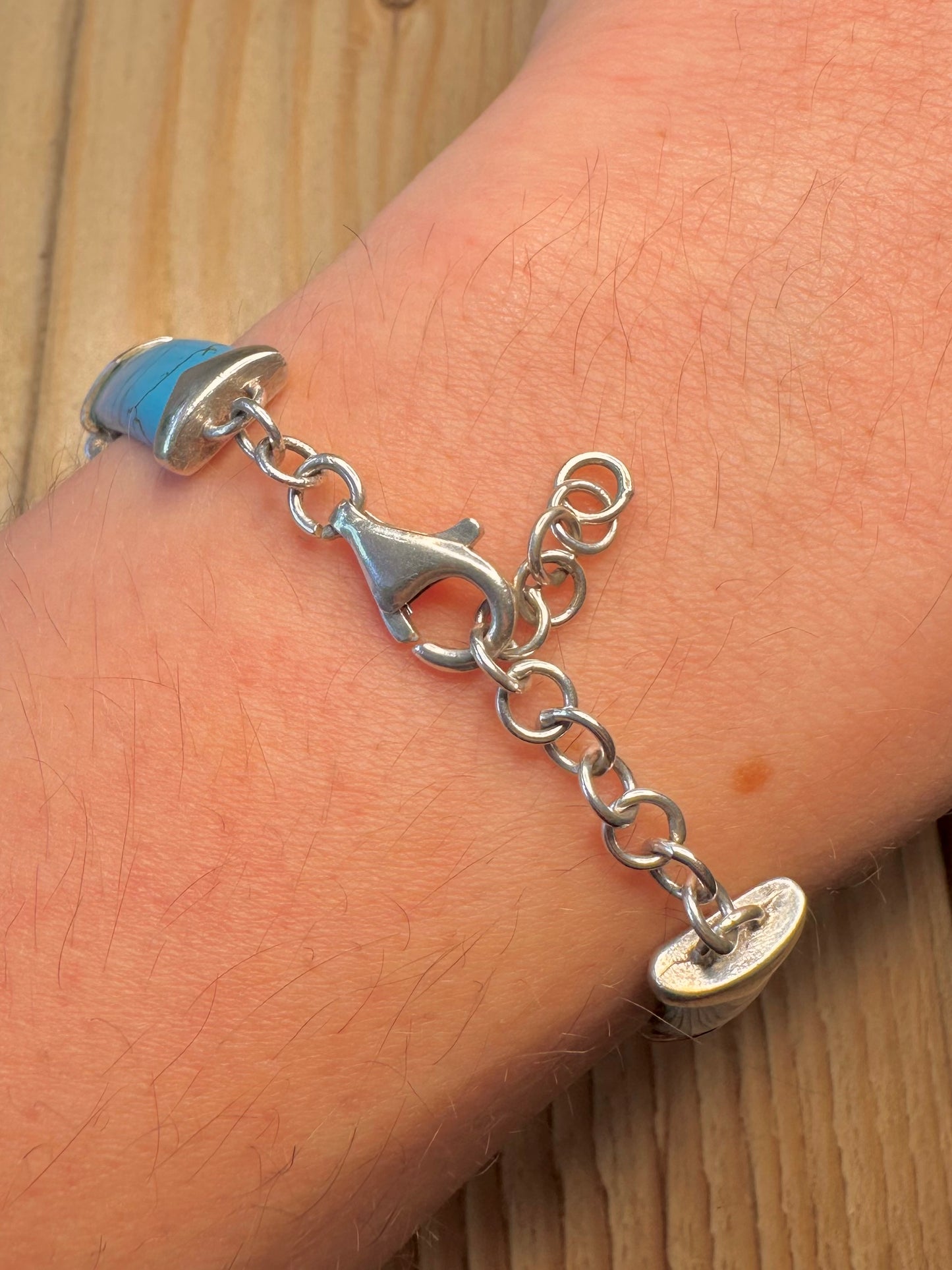 Modern Howlite Bar 925 Sterling Silver 7.5 to 8.7 inch Bracelet
