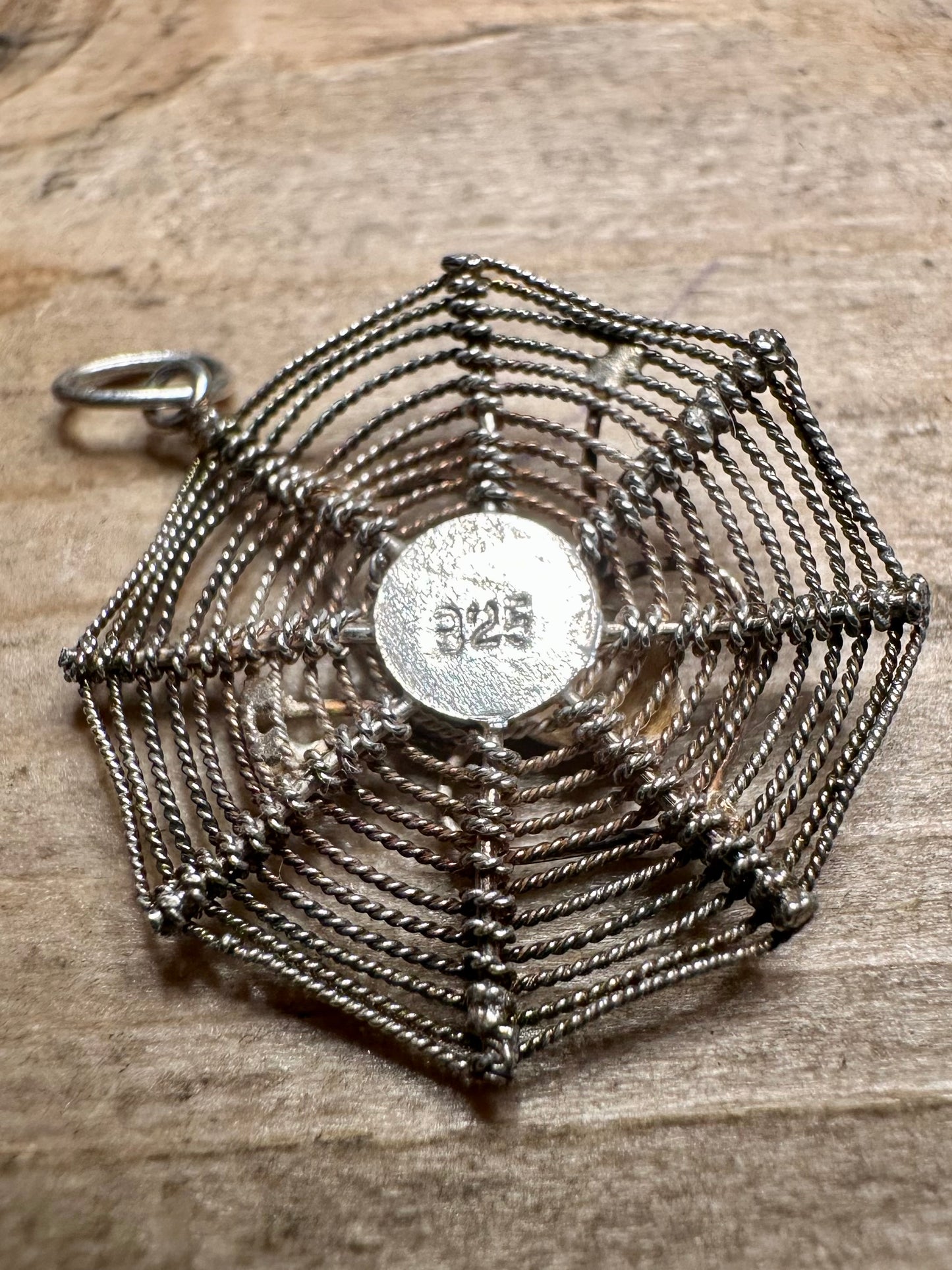 Vintage Spider and Web 925 Silver Pendant