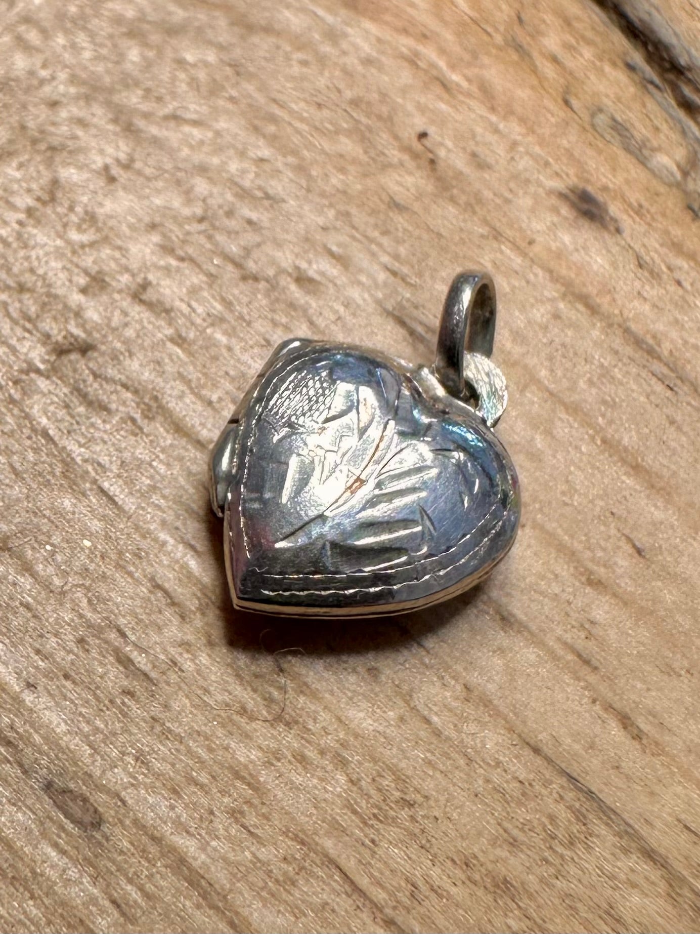 Vintage Heart Engraved Locket 925 Silver Pendant