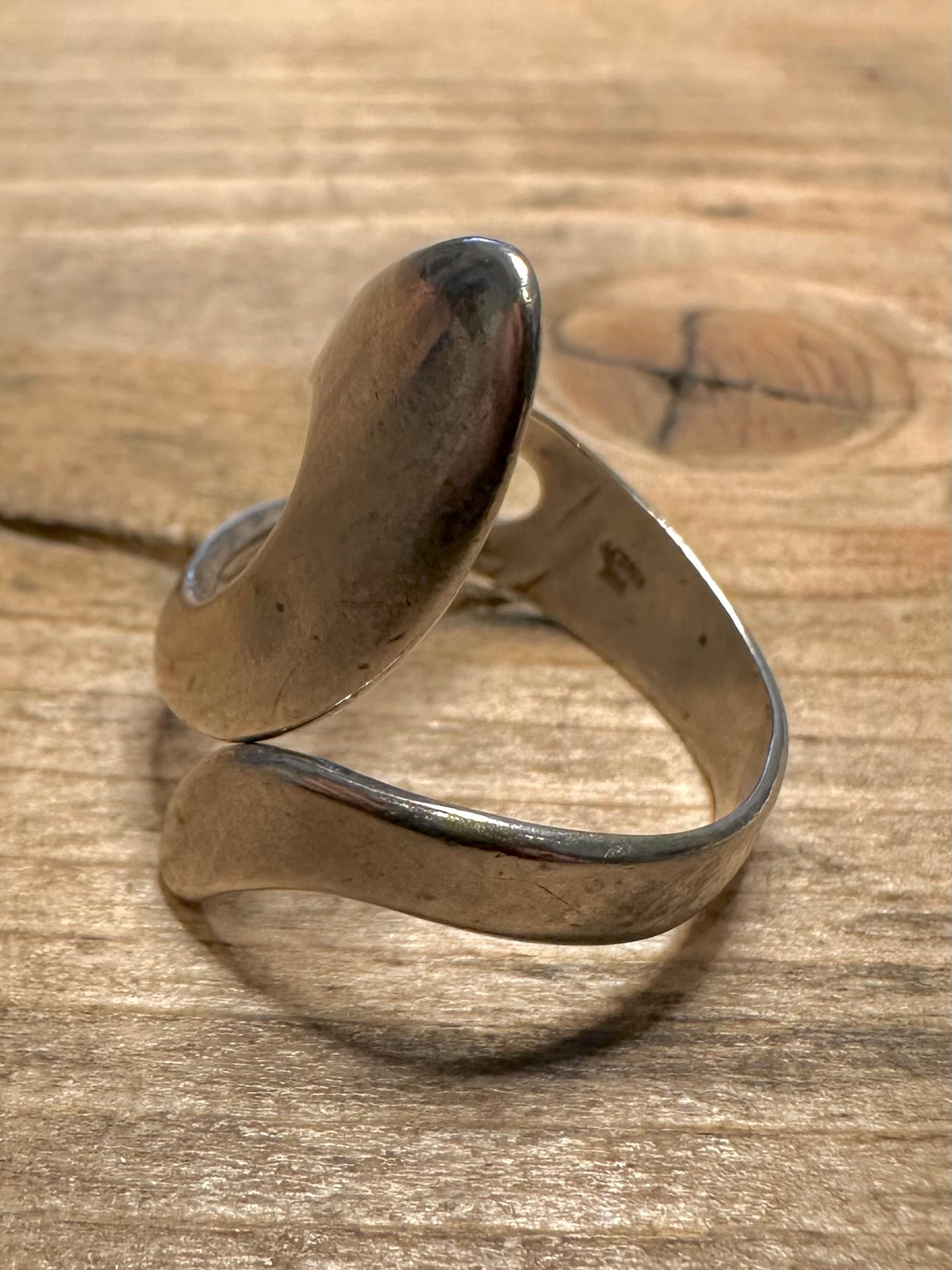 Abstract Wave 925 Silver Size T Ring