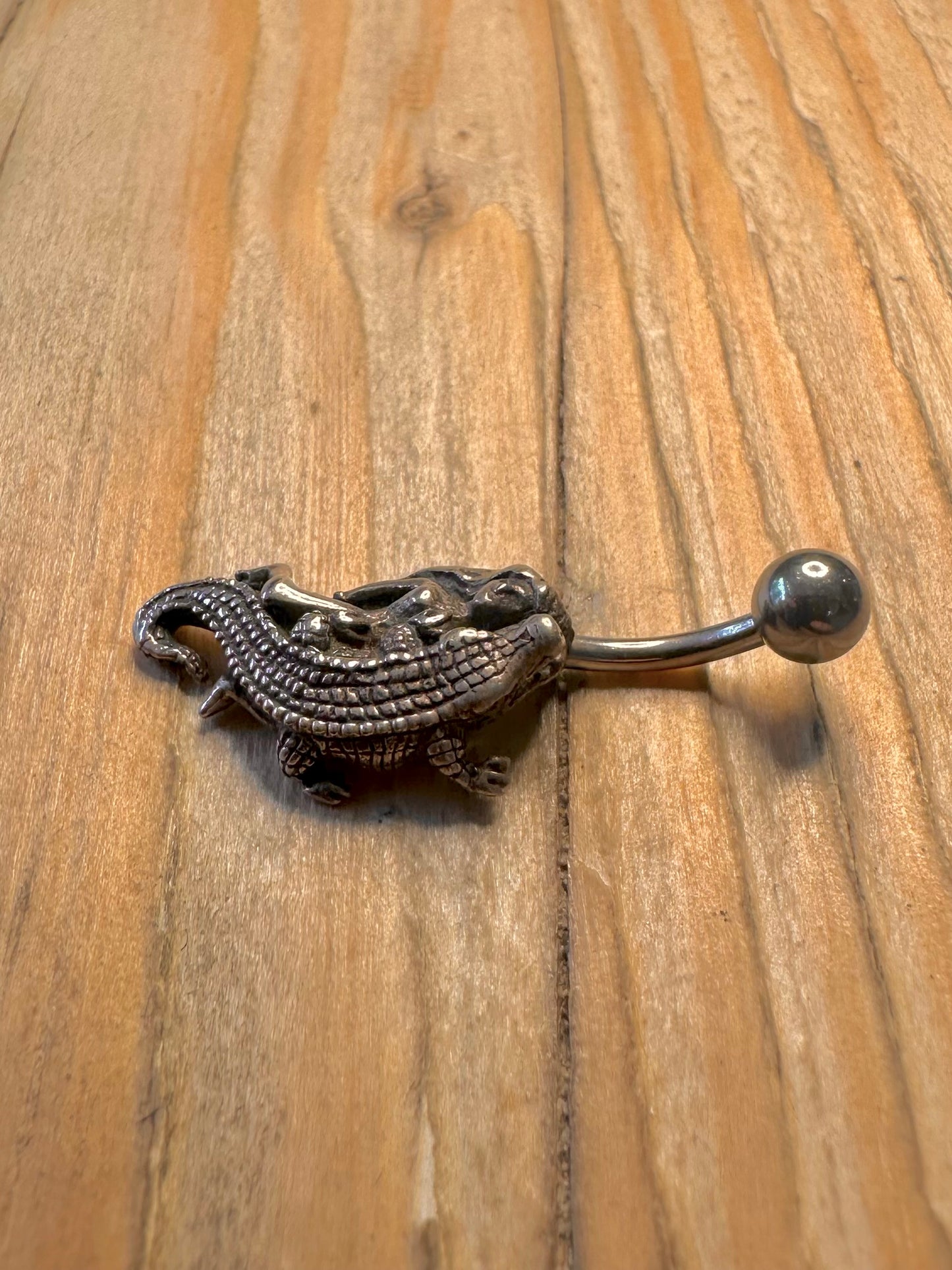 Vintage Crocodile and Mermaid 925 Sterling Silver Belly Bar Body Jewellery
