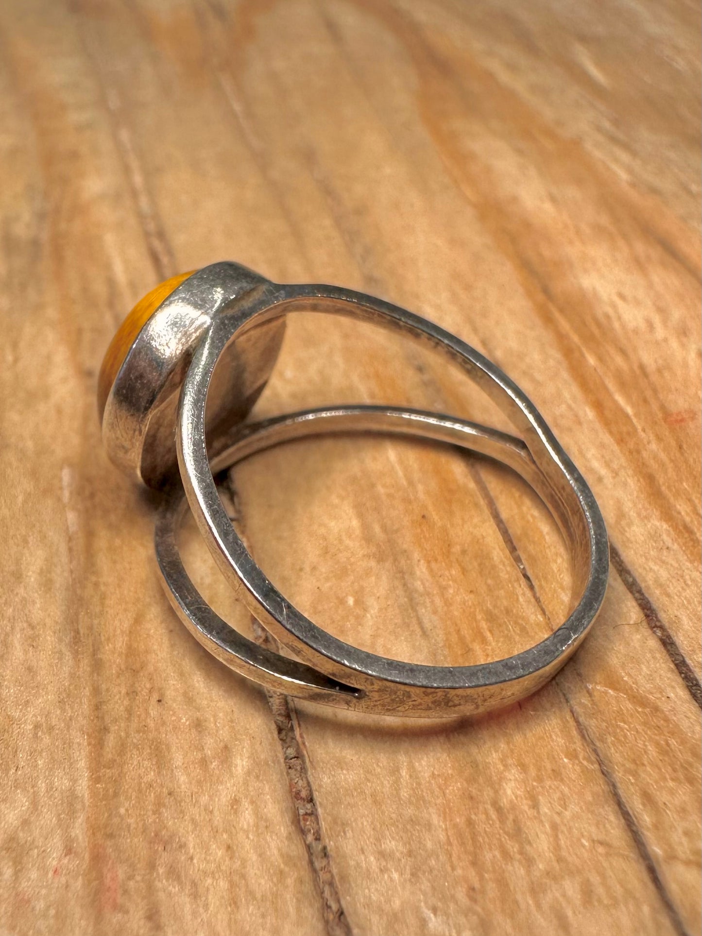 Vintage Tigers Eye 925 Sterling Silver Size M Ring