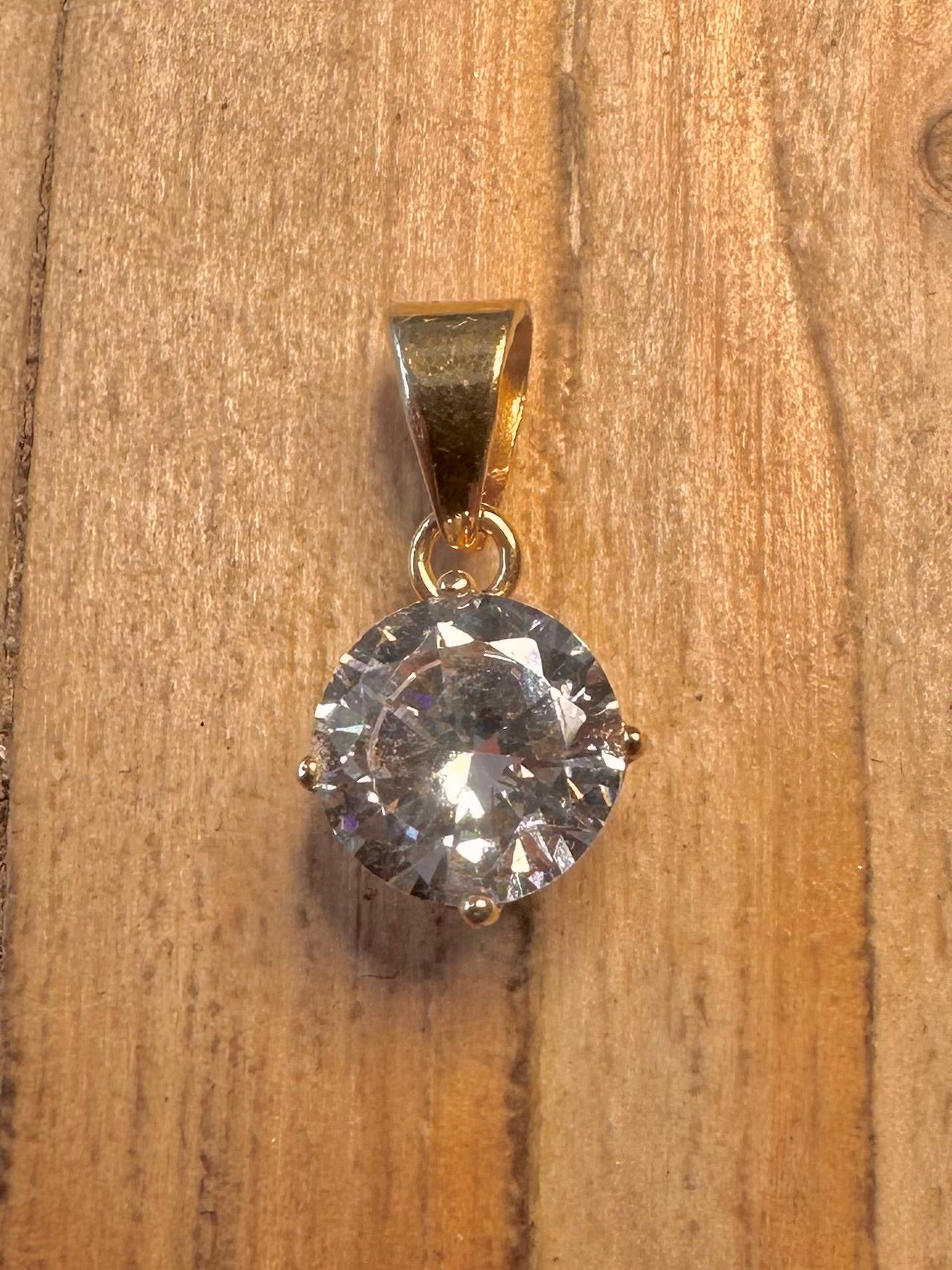 Modern White CZ Gold on 925 Sterling Silver Pendant